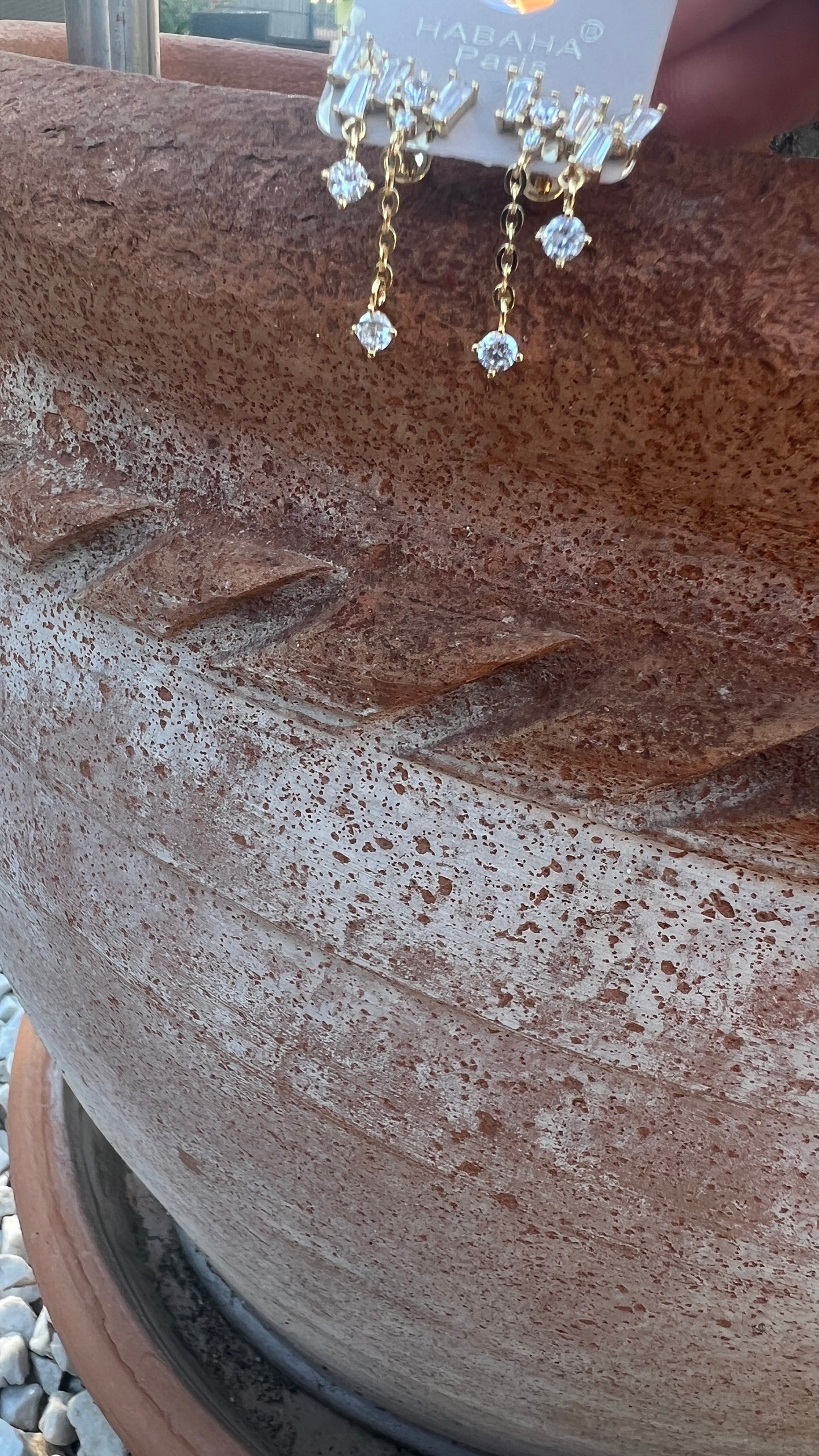 BOUCLES D'OREILLES DOREES STRASS HABAHA