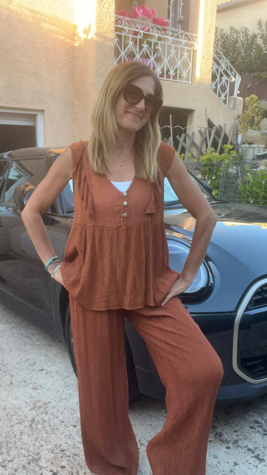 PANTALON FLUIDE TERRA COTTA