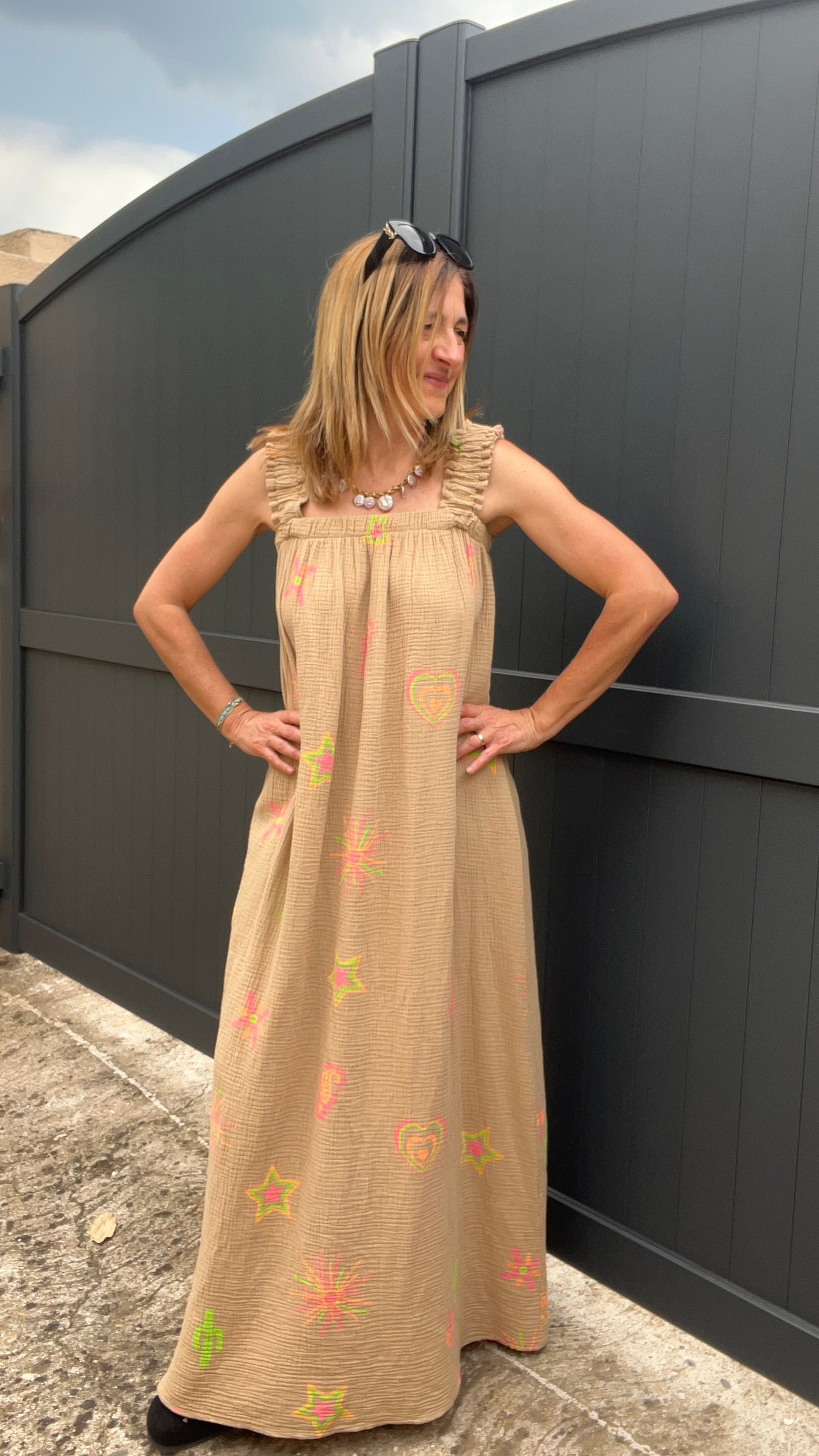 ROBE CAMEL GAZE DE COTON