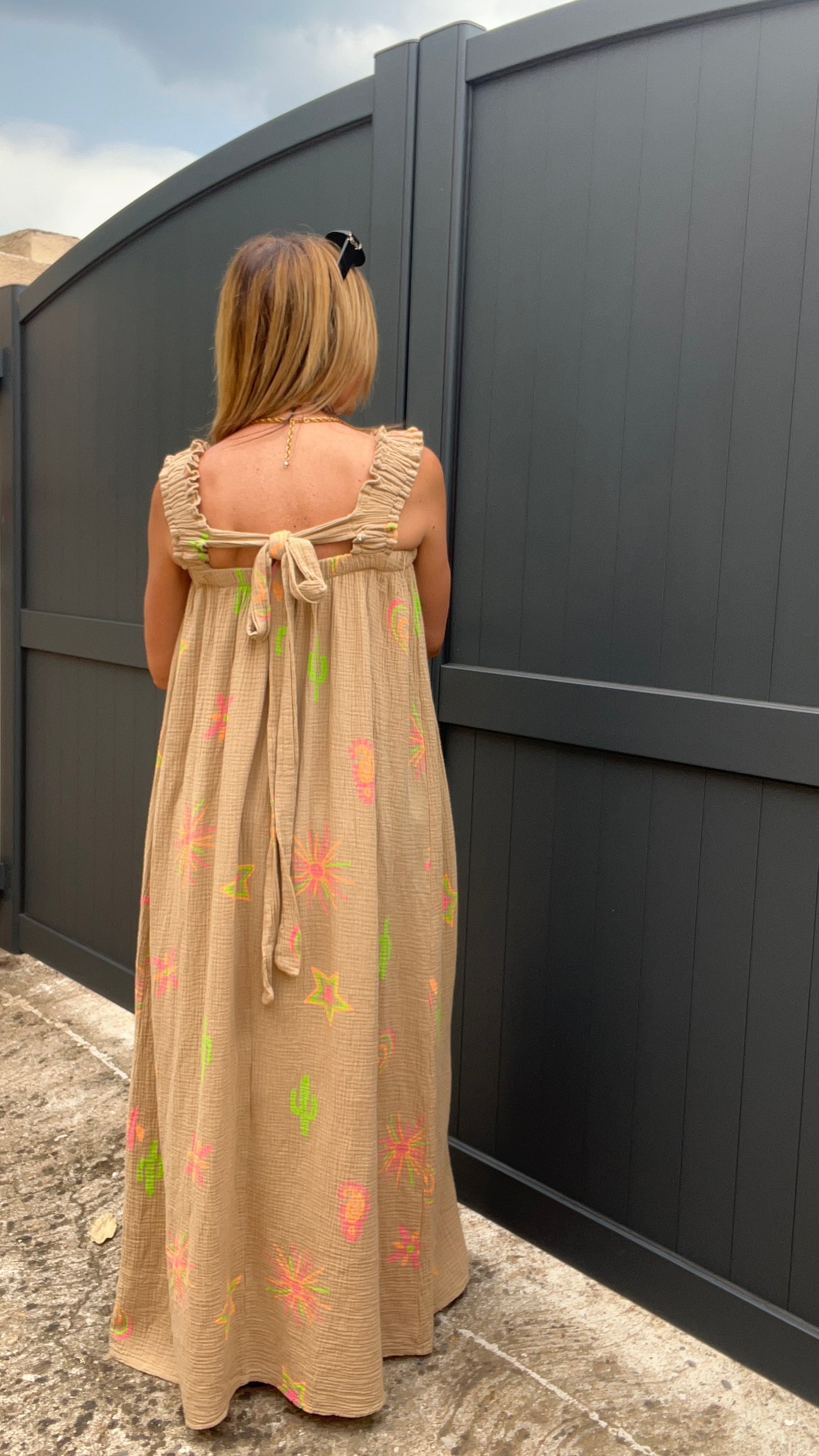 ROBE CAMEL GAZE DE COTON