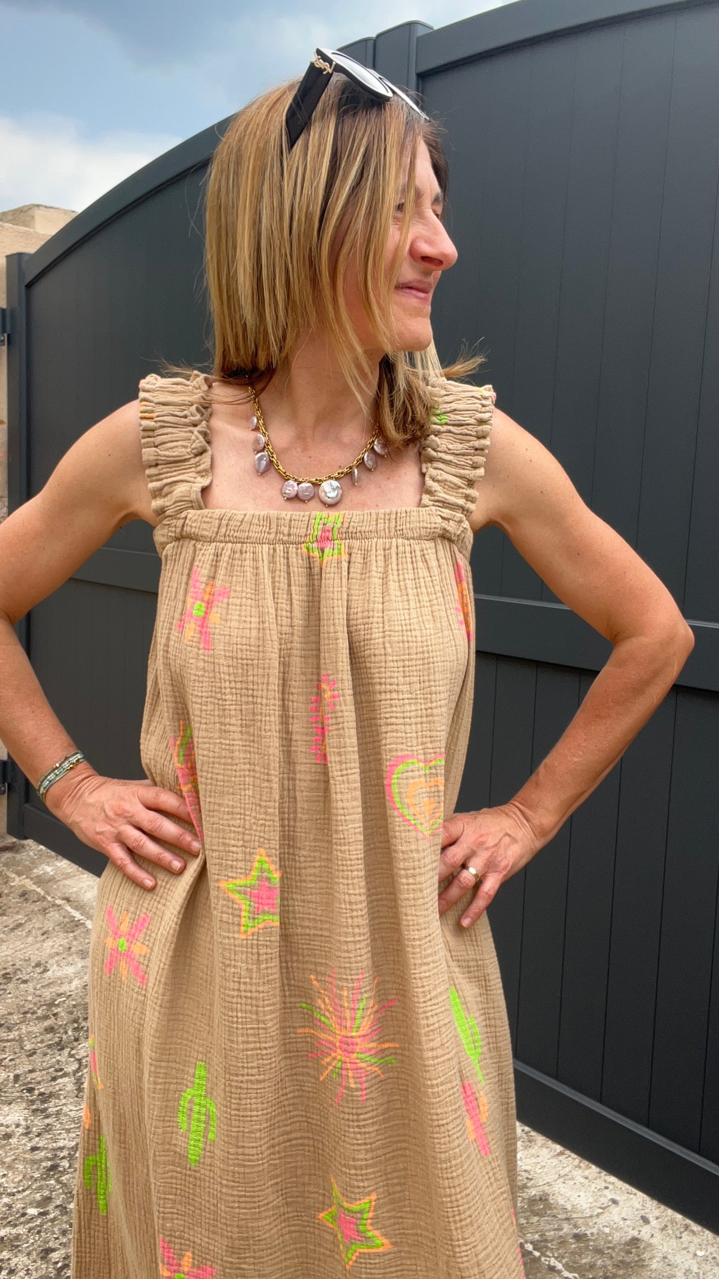 ROBE CAMEL GAZE DE COTON