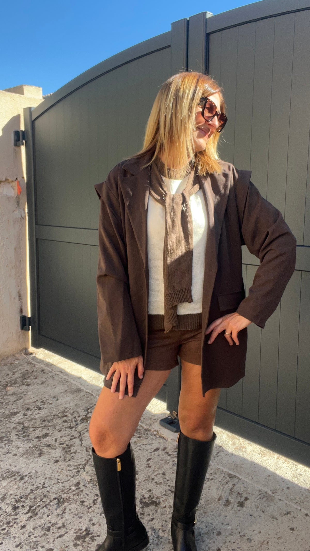 BLAZER CHOCOLAT CEINTURE