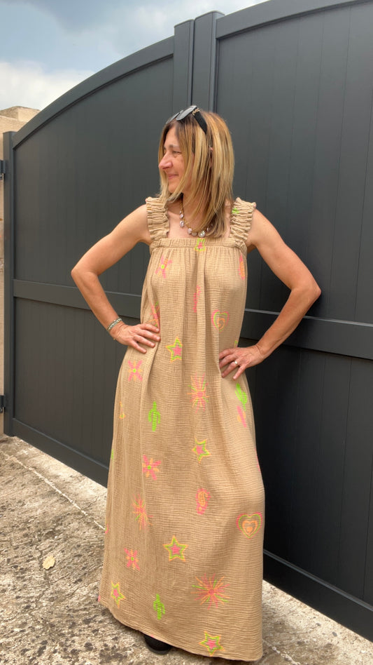 ROBE CAMEL GAZE DE COTON