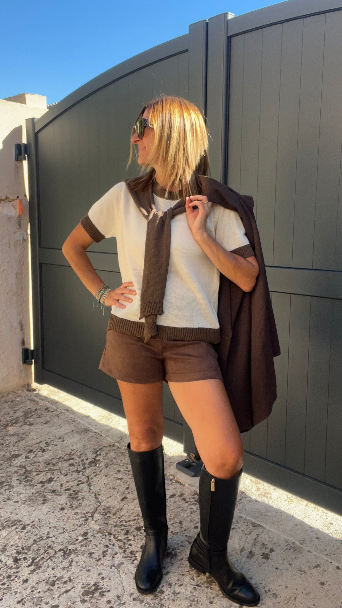 SHORT CHOCOLAT "SUEDINE"