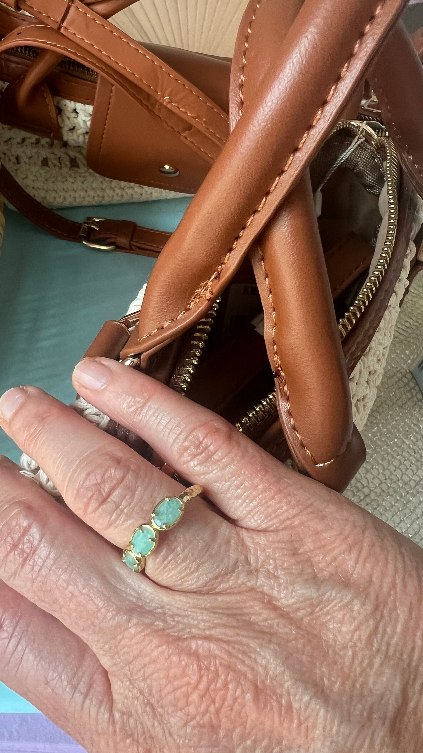 BAGUE BLEUE TURQUOISE MINIS PIERRES PRECIEUSES HABAHA