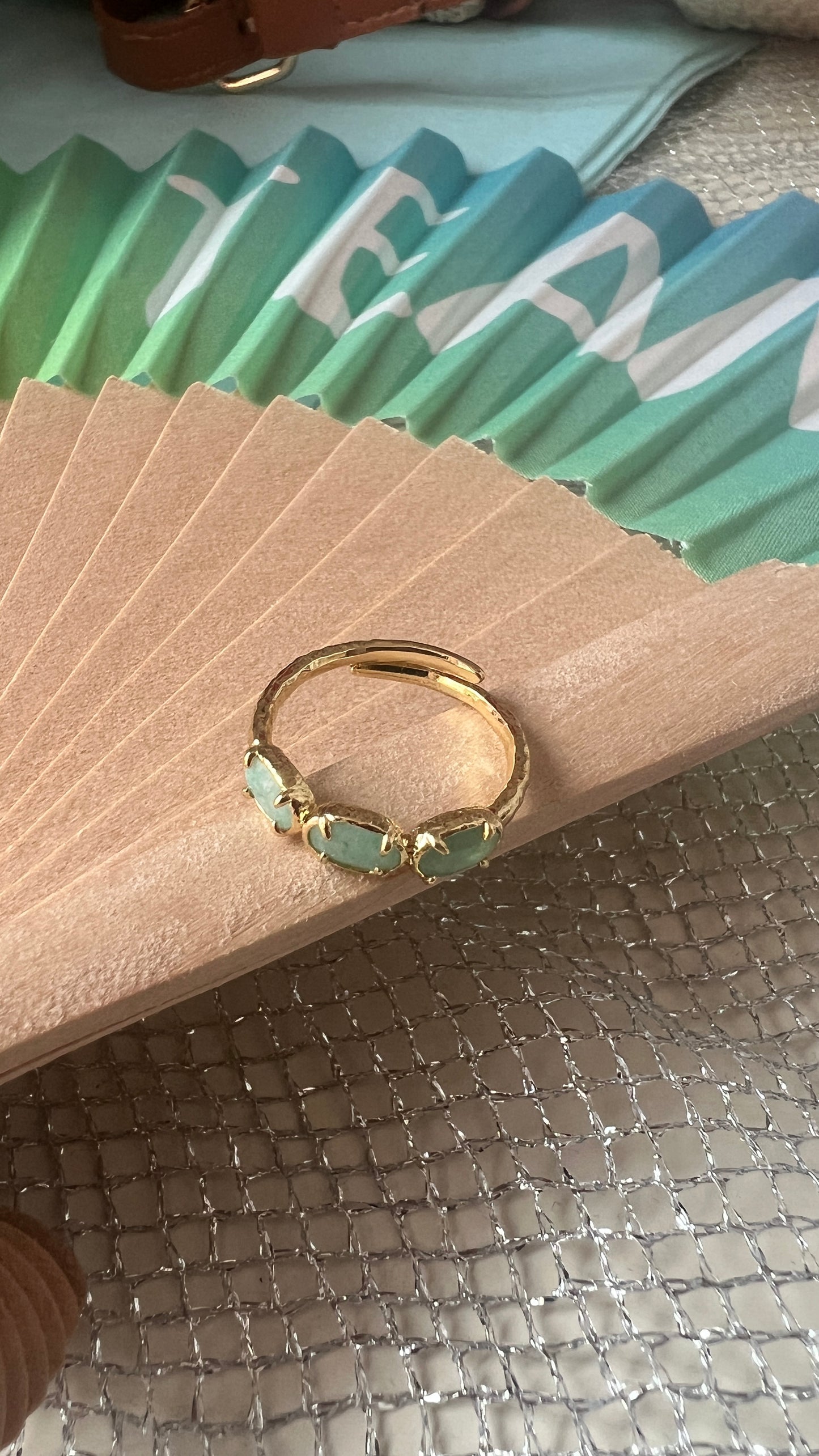 BAGUE BLEUE TURQUOISE MINIS PIERRES PRECIEUSES HABAHA