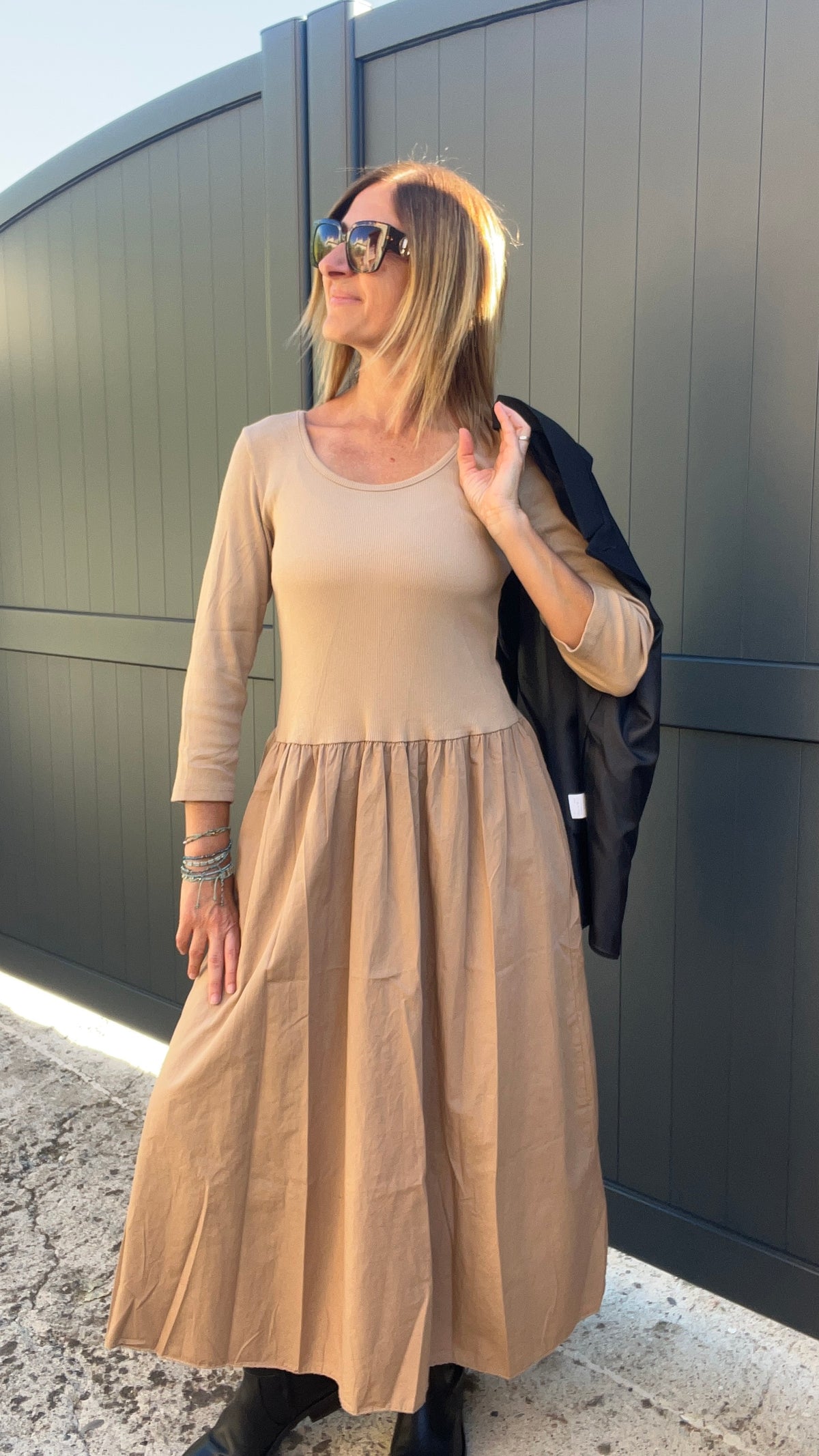 ROBE CAMEL LONGUE MANCHES LONGUES