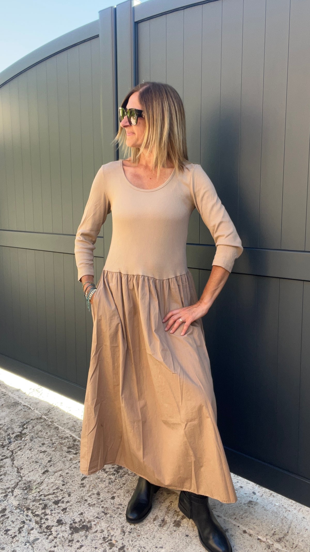 ROBE CAMEL LONGUE MANCHES LONGUES