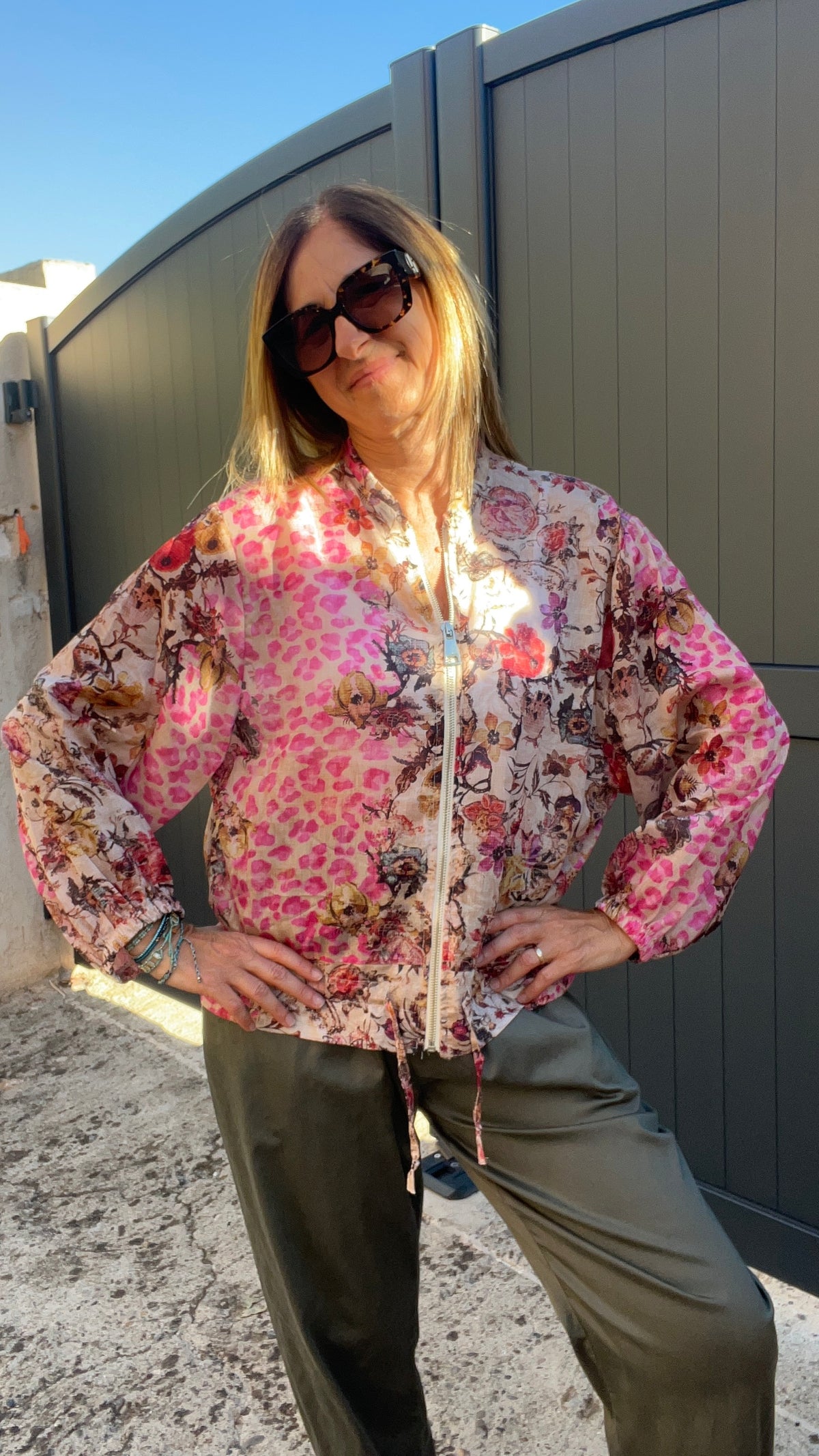 BOMBER LÉOPARD BEIGE/ROSE VIF