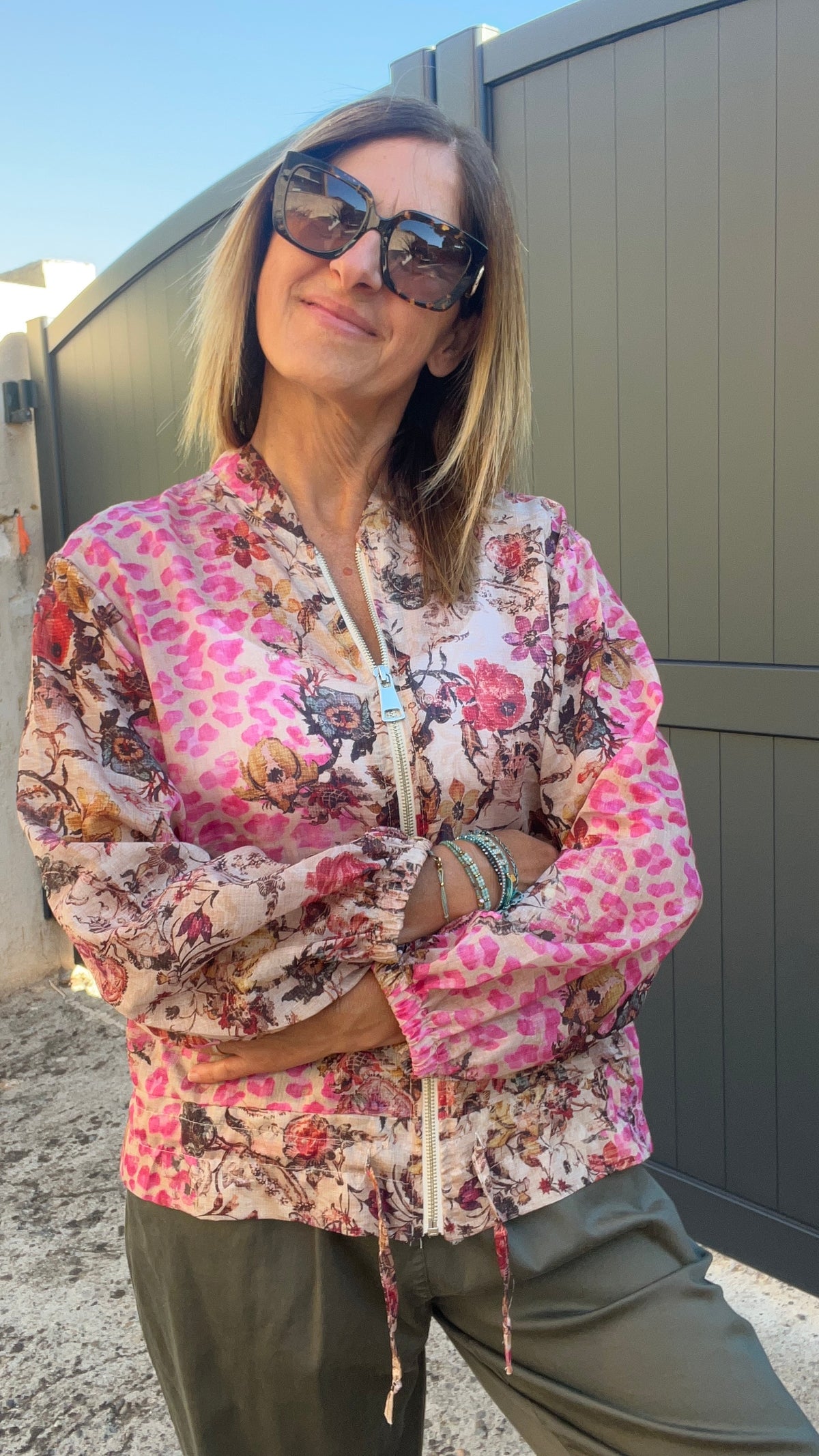 BOMBER LÉOPARD BEIGE/ROSE VIF
