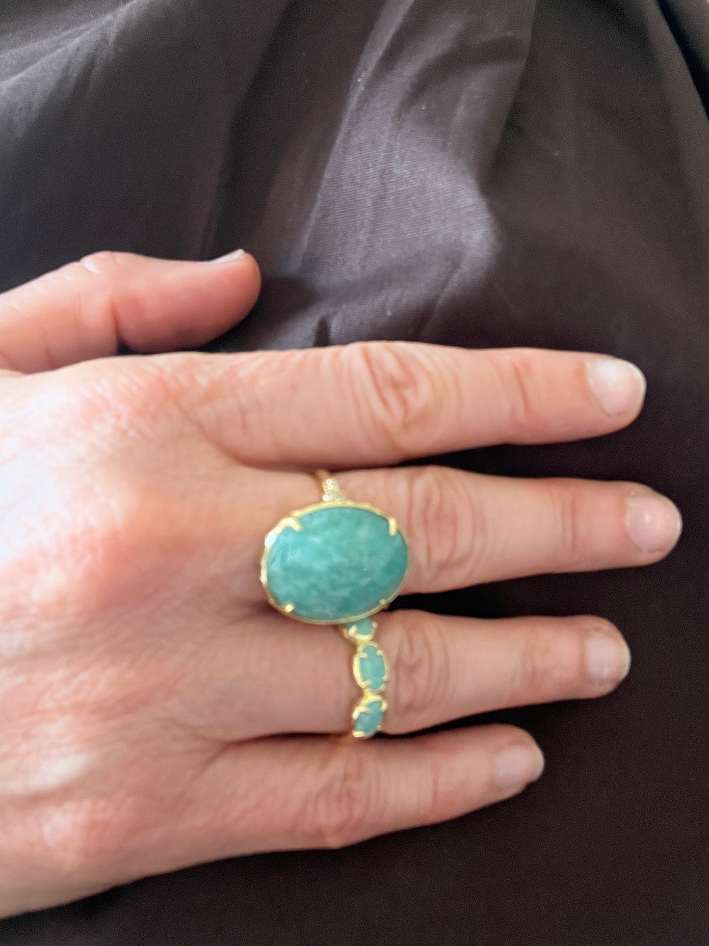 BAGUE BLEUE TURQUOISE MINIS PIERRES PRECIEUSES HABAHA
