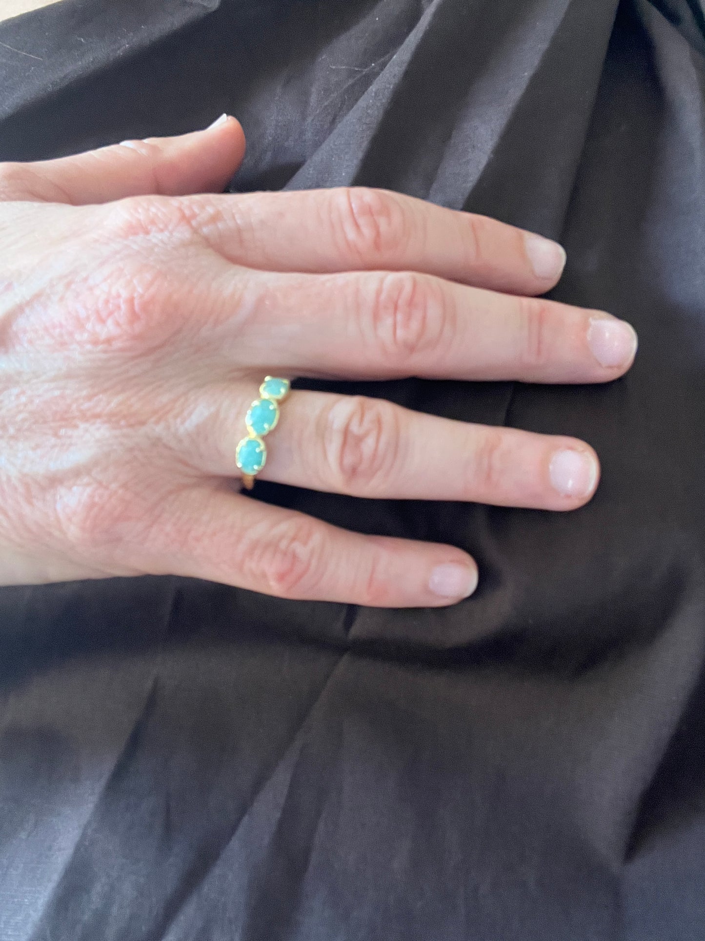 BAGUE BLEUE TURQUOISE MINIS PIERRES PRECIEUSES HABAHA