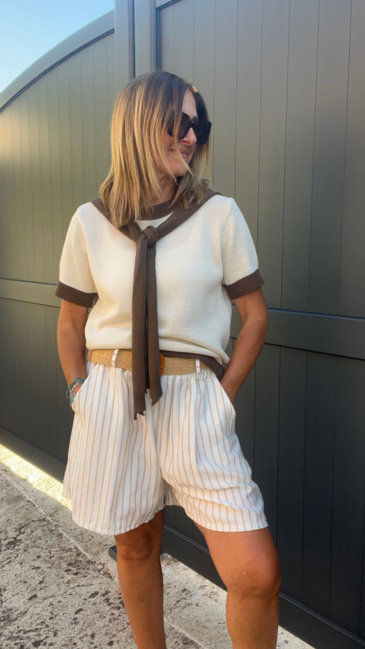 Short rayé beige"AZUR"