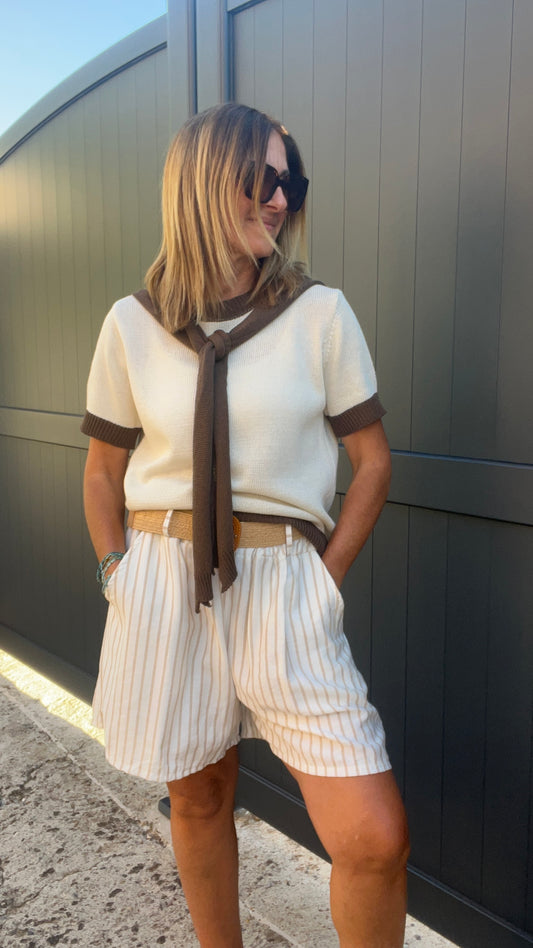 Short rayé beige"AZUR"