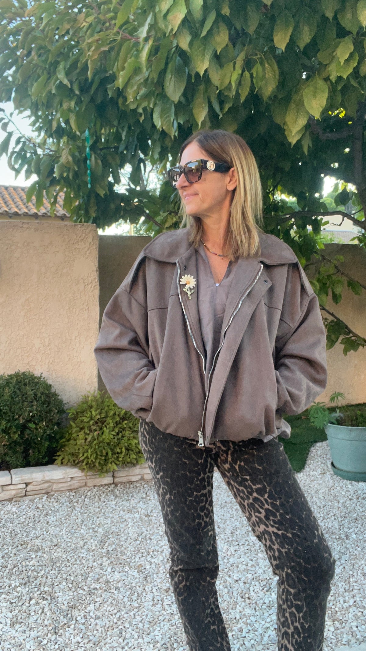 VESTE BOMBER "TAUPE"