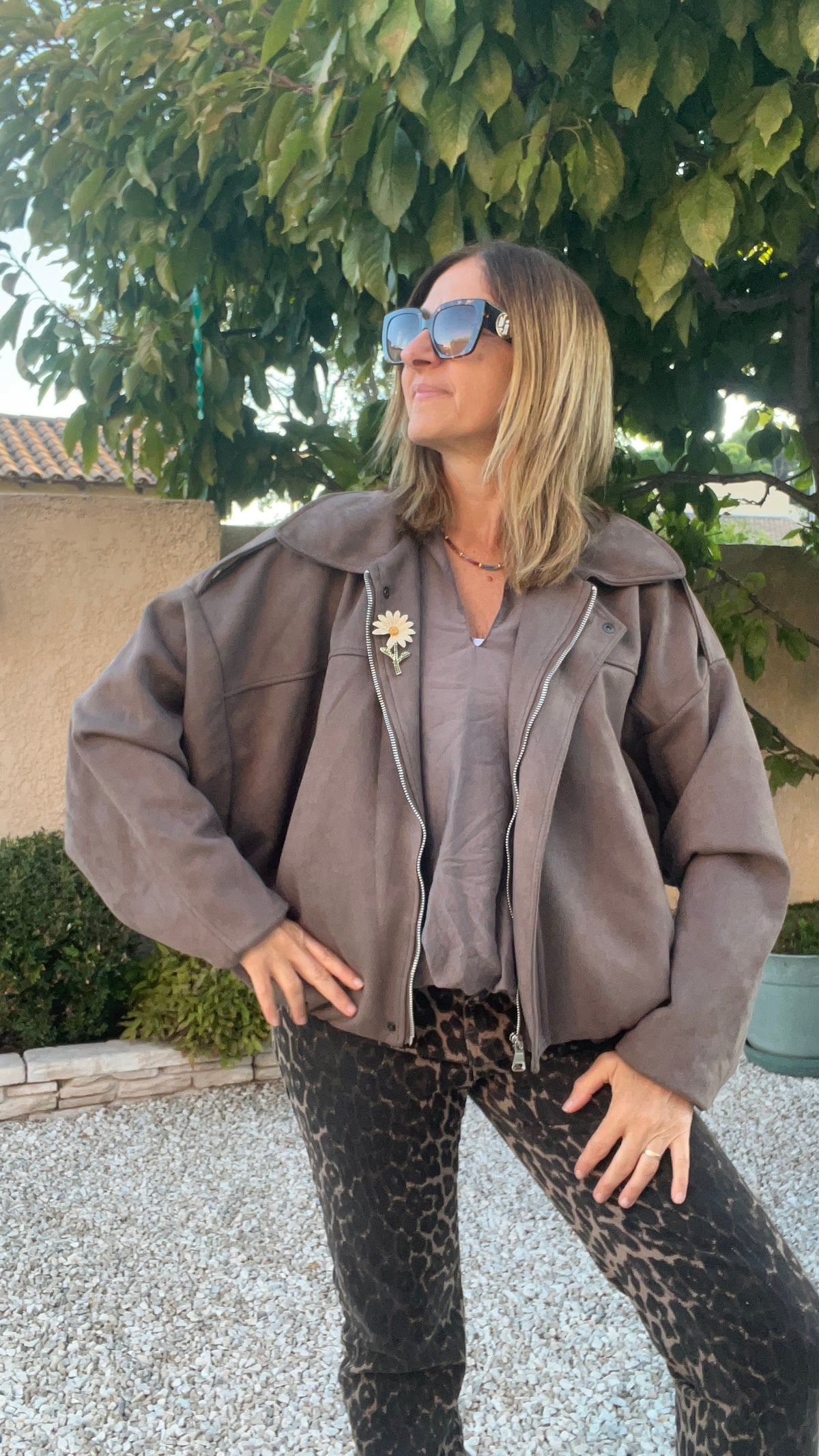 VESTE BOMBER "TAUPE"