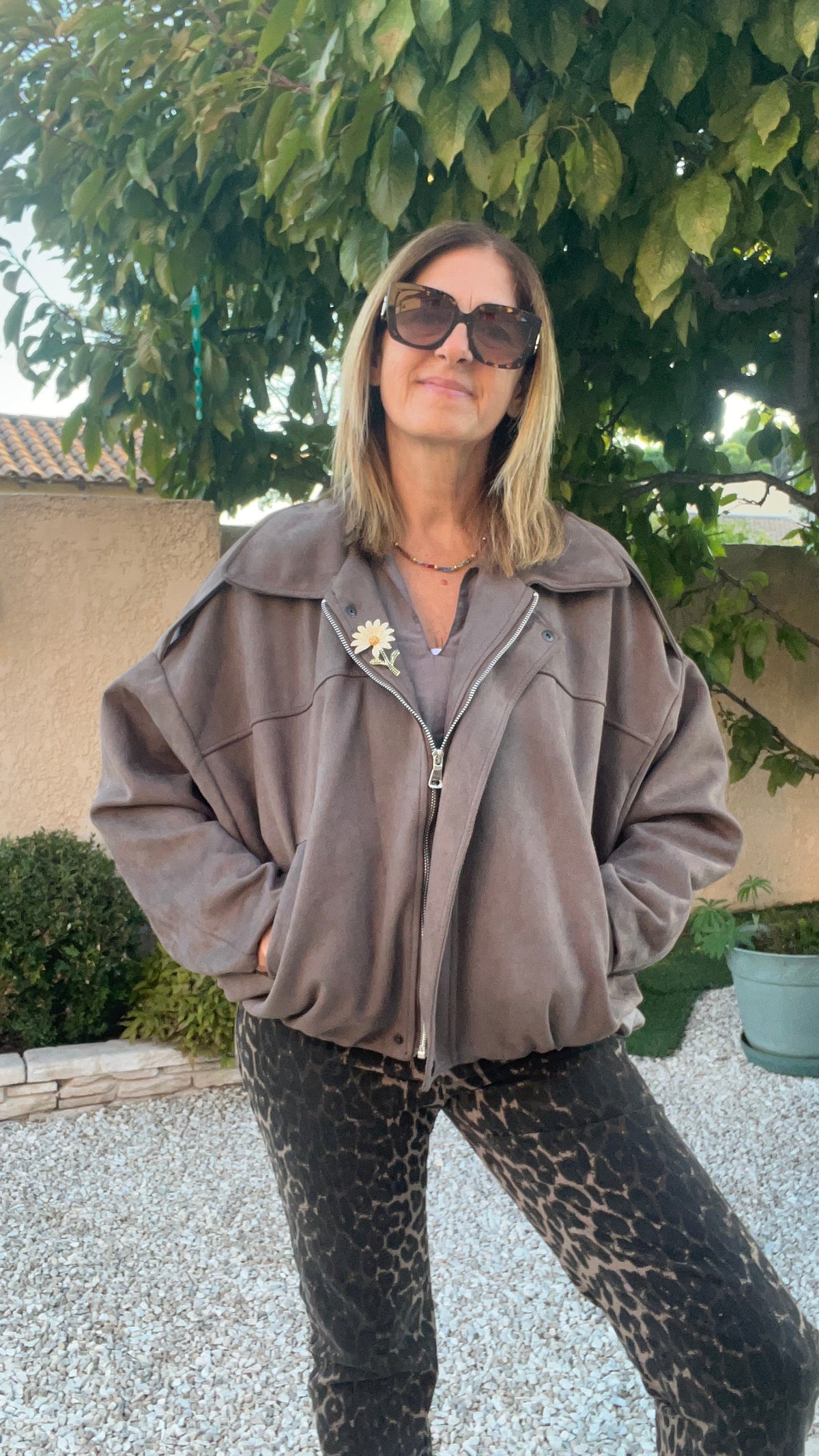 VESTE BOMBER "TAUPE"