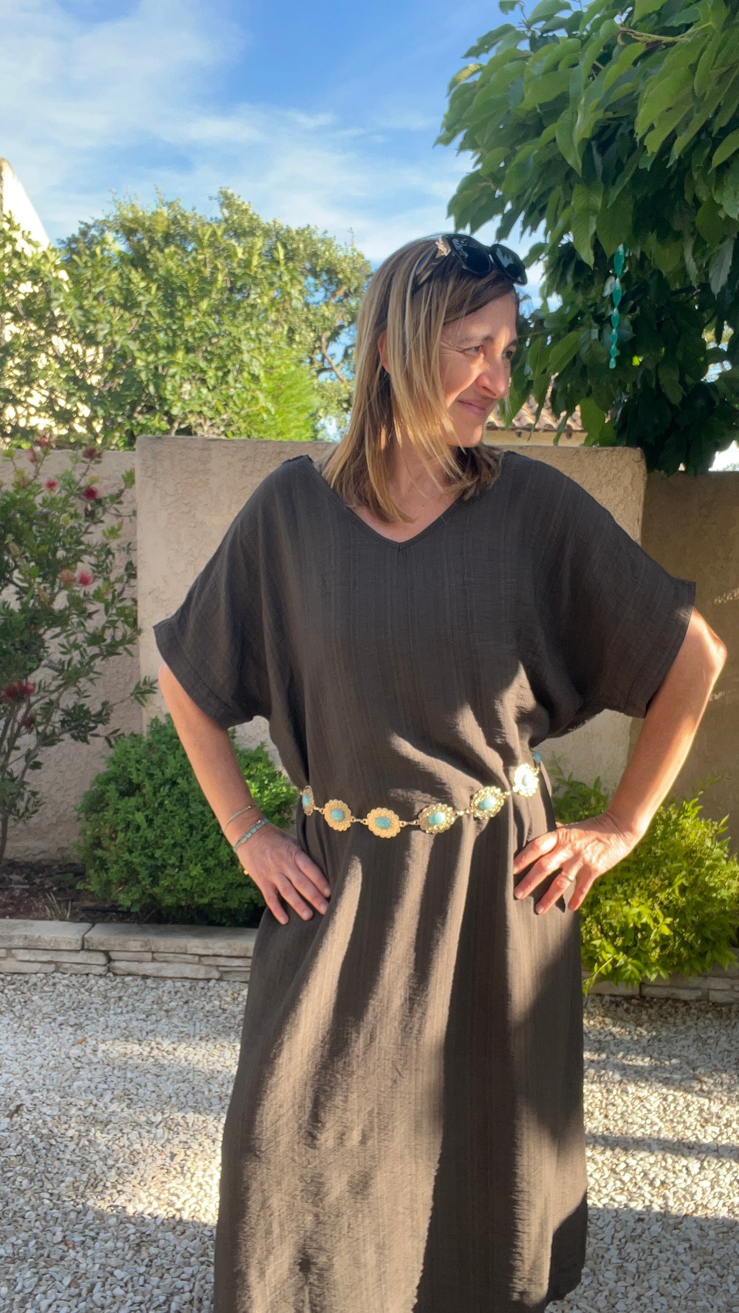 ROBE CHOCOLAT LONGUE DOS BRODE DENTELLE