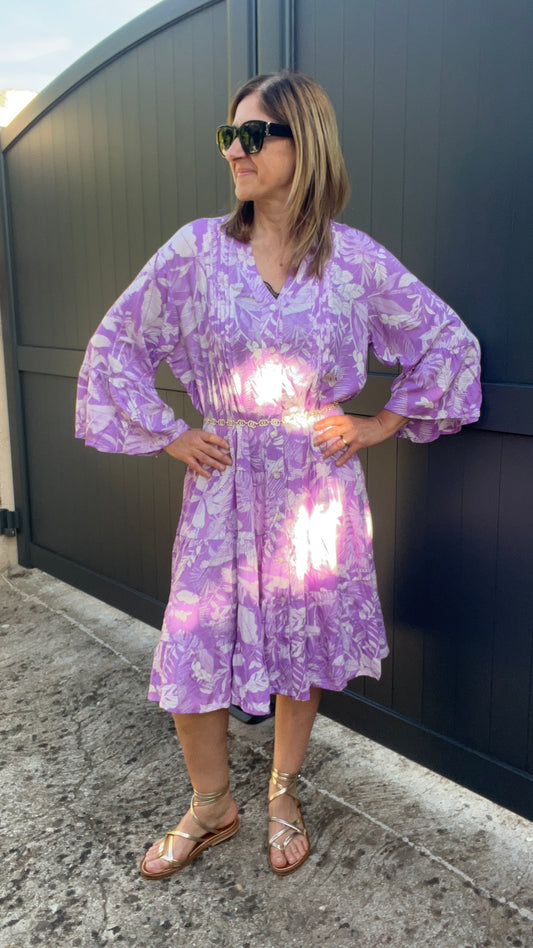 ROBE PARME/BLANC FLEURIE