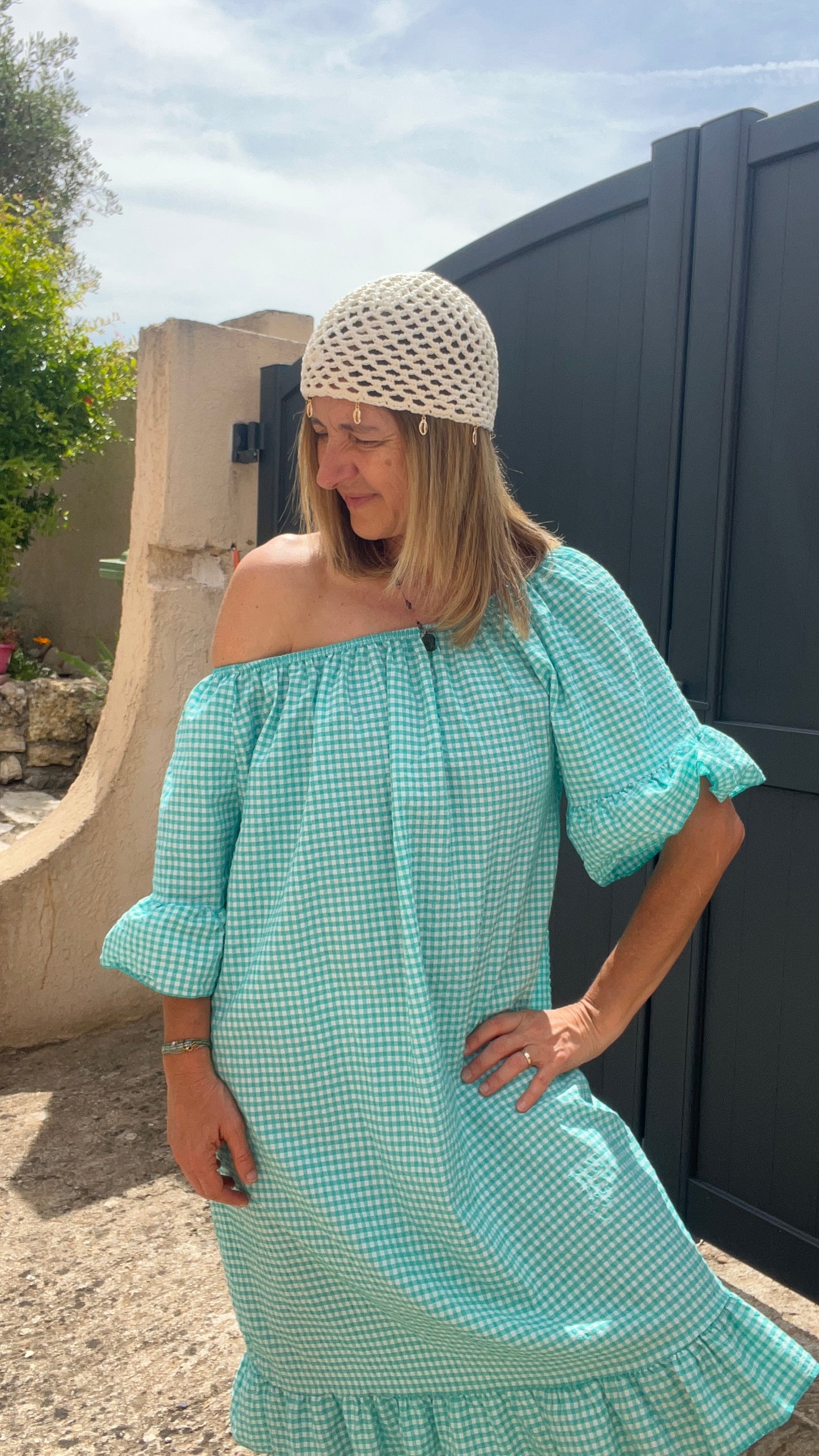 ROBE VICHY VERT TURQUOISE