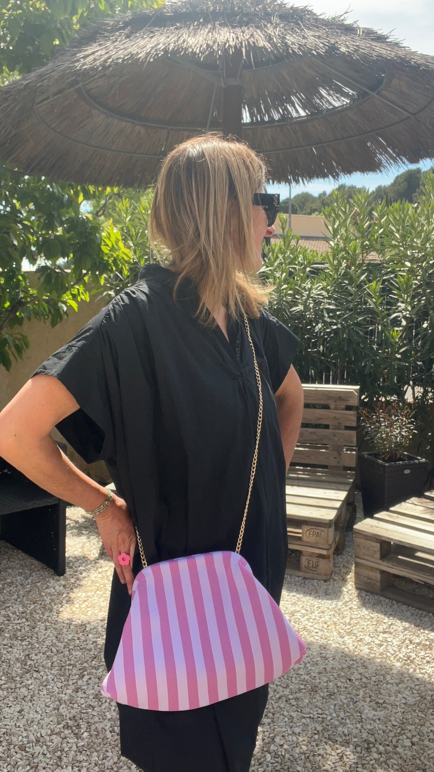 POCHETTE RAYÉE PARME/VIOLET