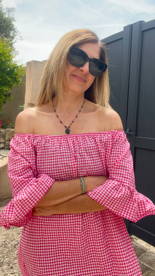 COLLIER VIOLET/BLEU ESCARGOT  "HABAHA"
