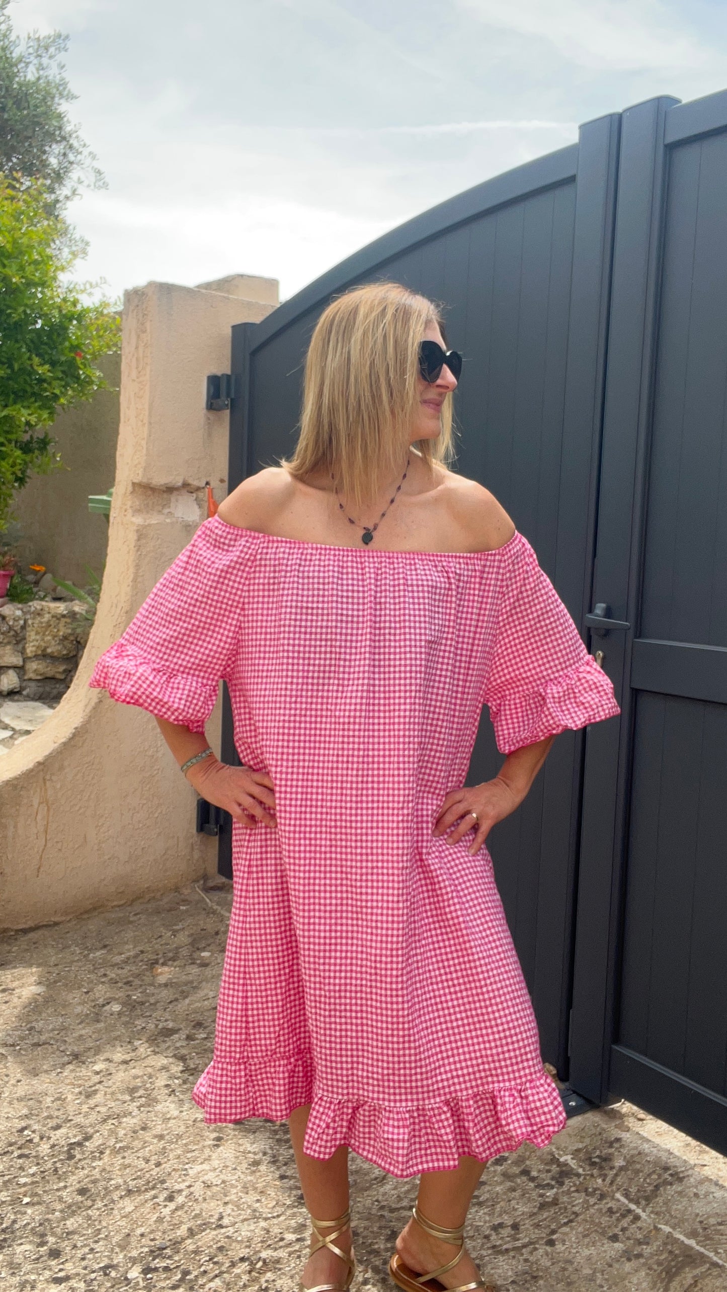 ROBE VICHY ROSE FUCHSIA