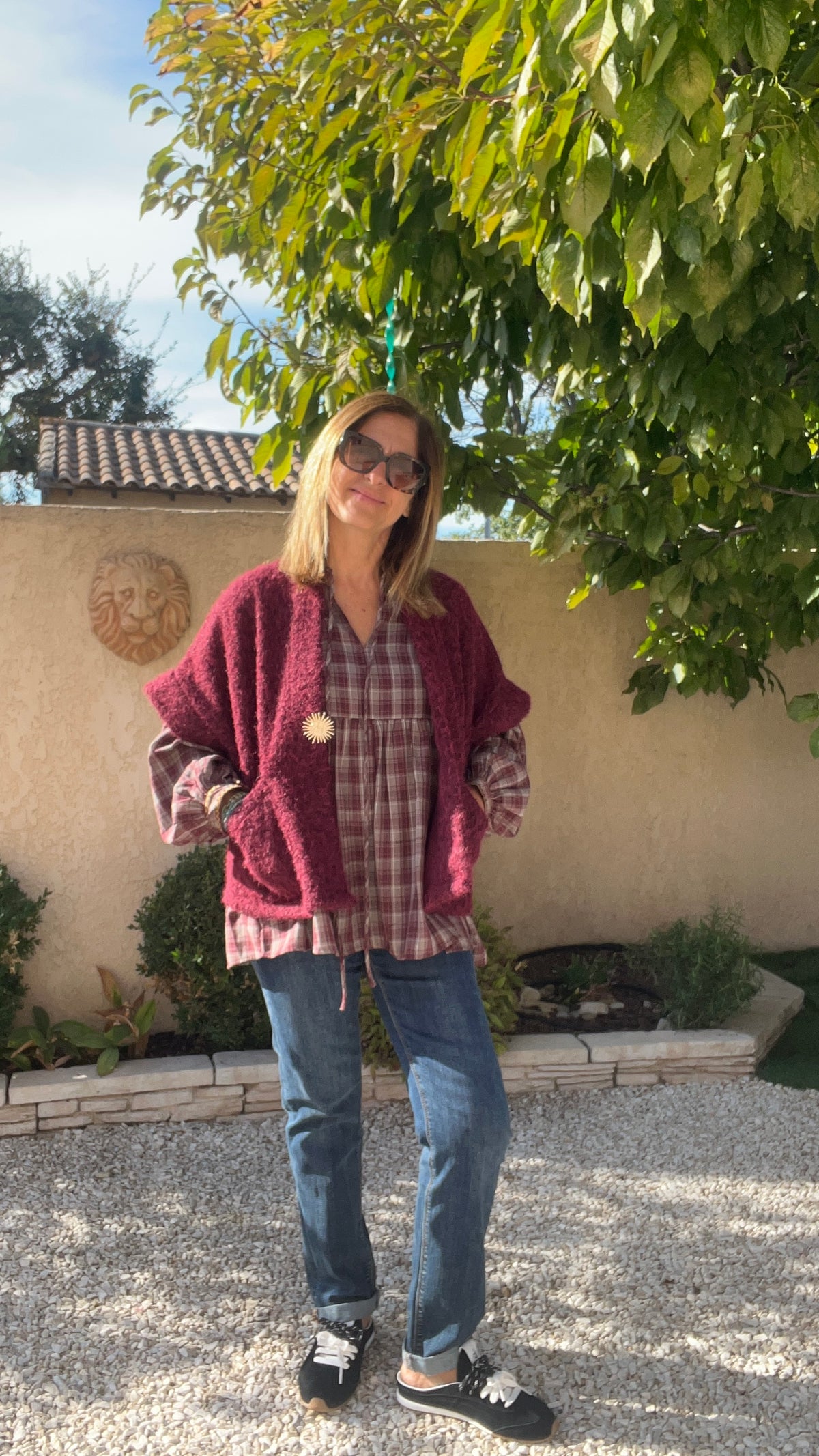 VESTE BORDEAUX MANCHES COURTES "SOLEIL"
