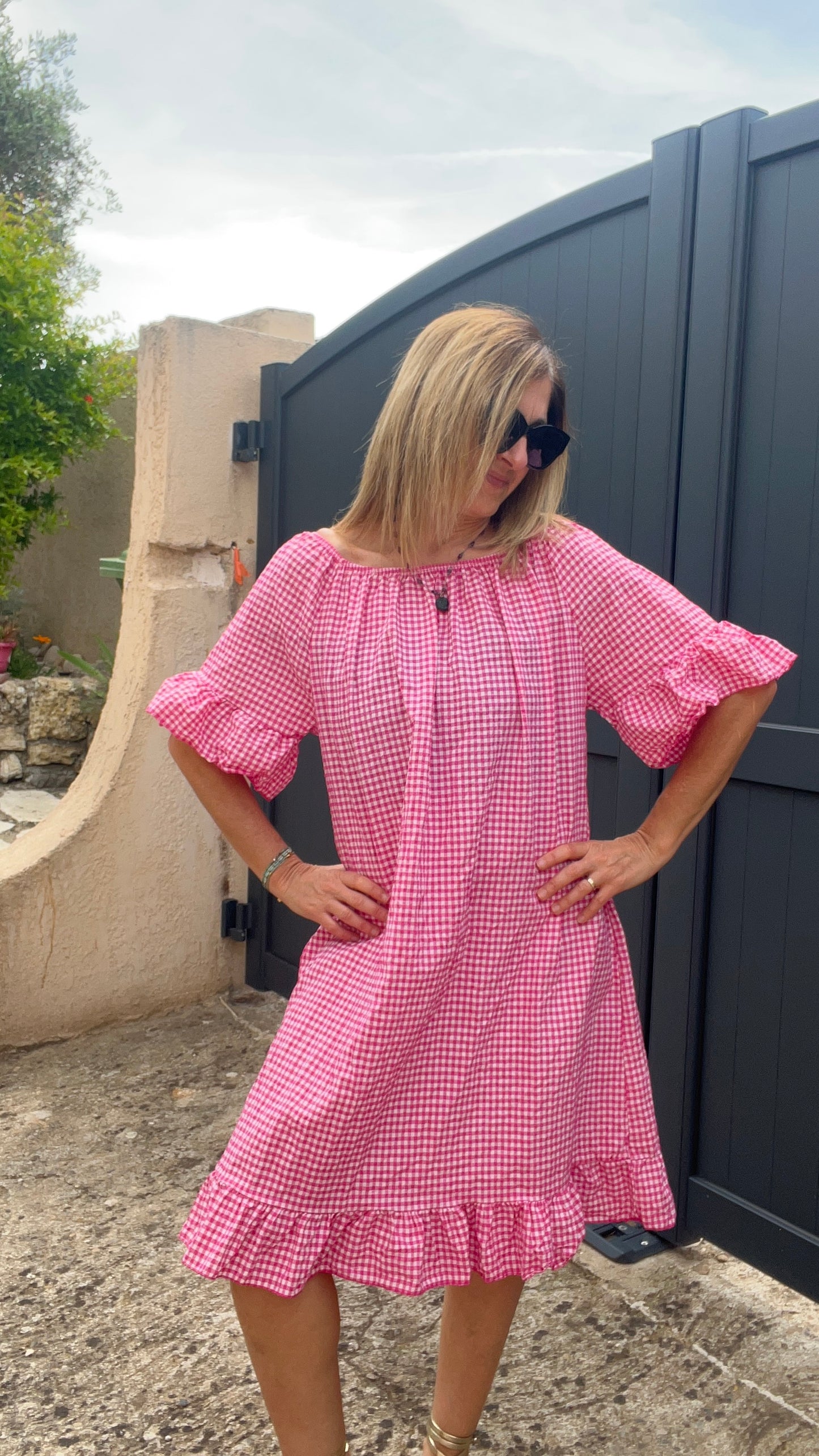 ROBE VICHY ROSE FUCHSIA