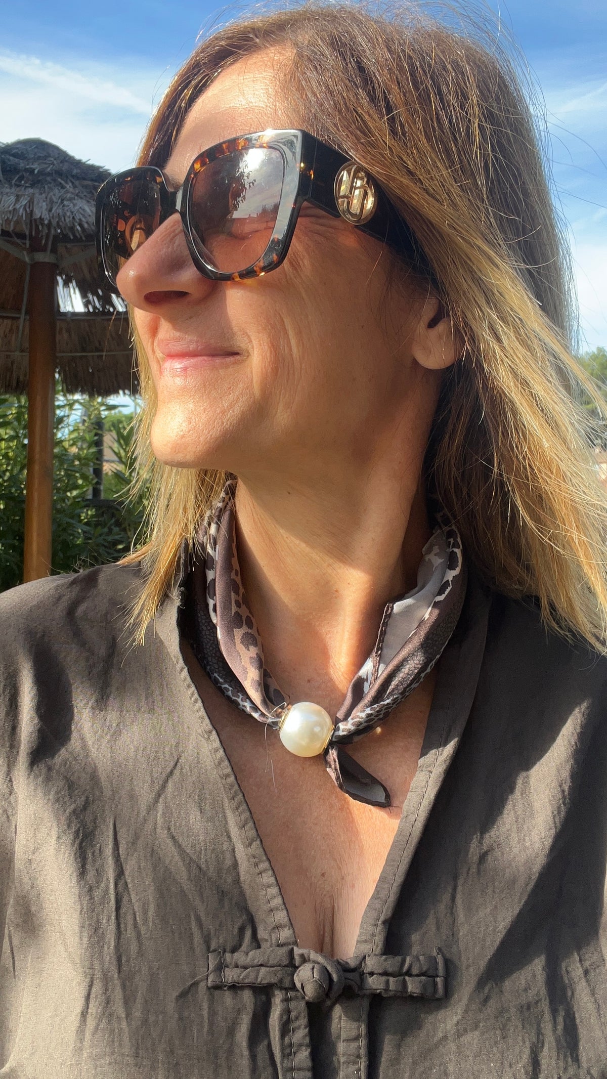 COLLIER FOULARD PERLES "ELEGANCE"