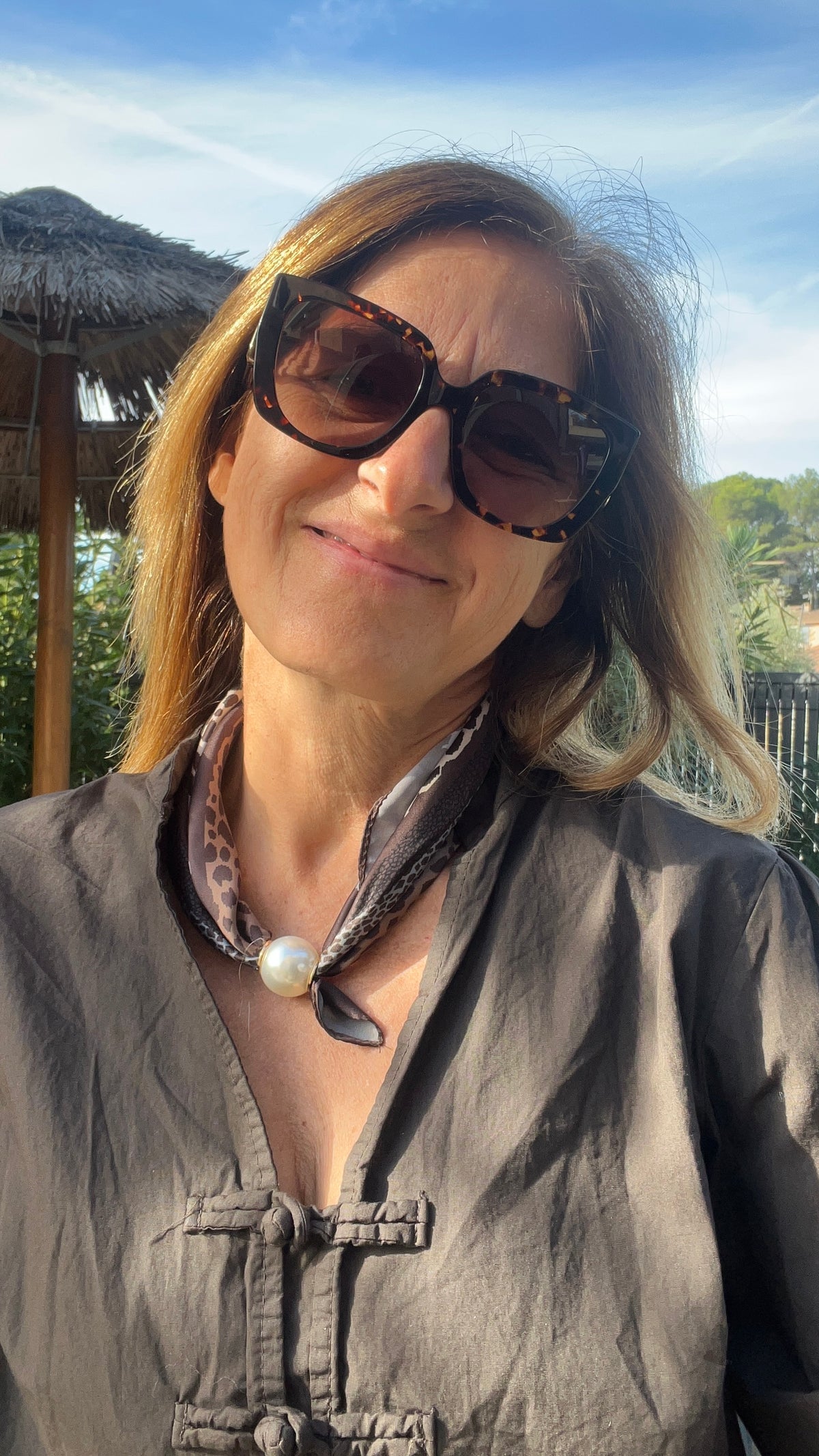 COLLIER FOULARD PERLES "ELEGANCE"