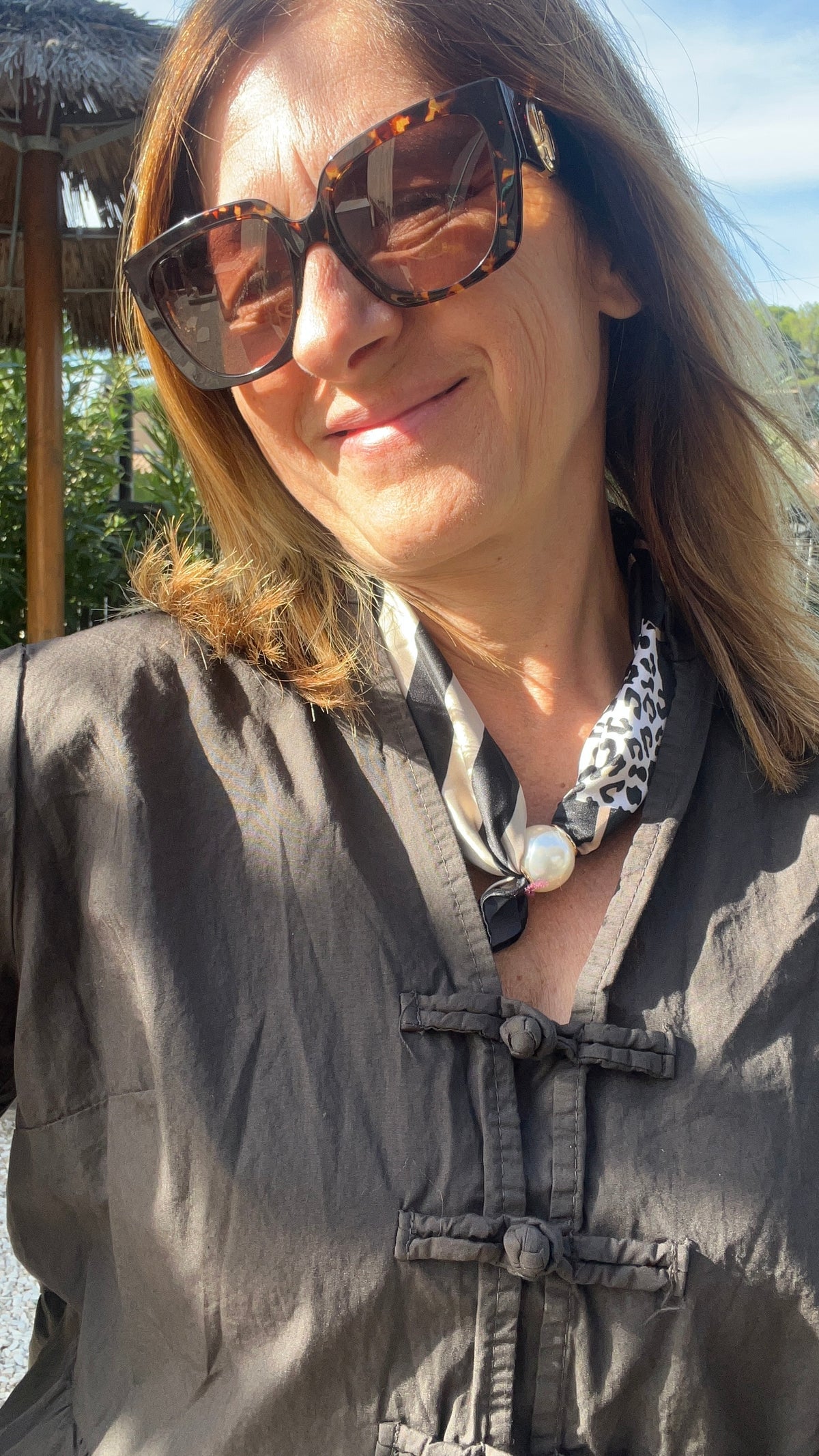 COLLIER FOULARD PERLES "ELEGANCE"