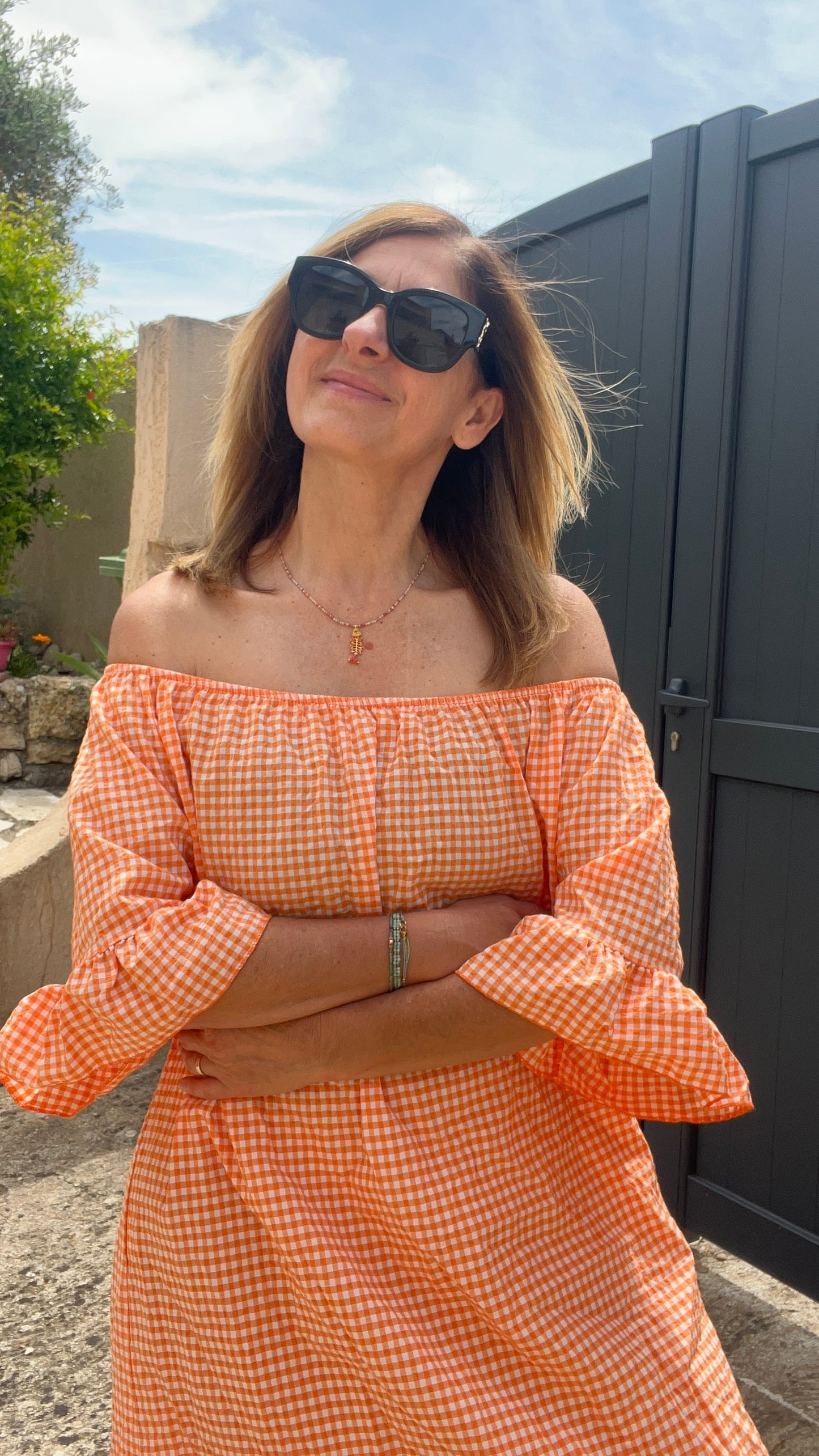 ROBE VICHY ORANGE