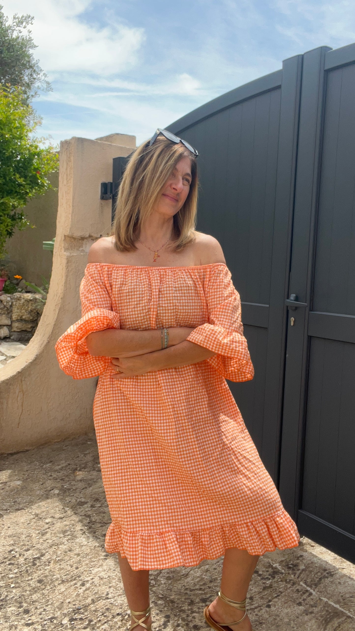 ROBE VICHY ORANGE