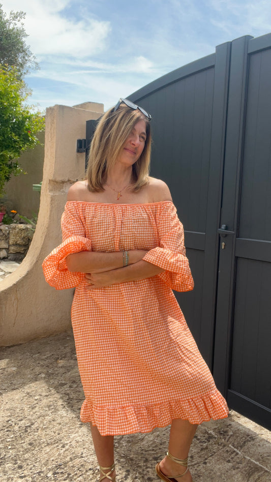 ROBE VICHY ORANGE
