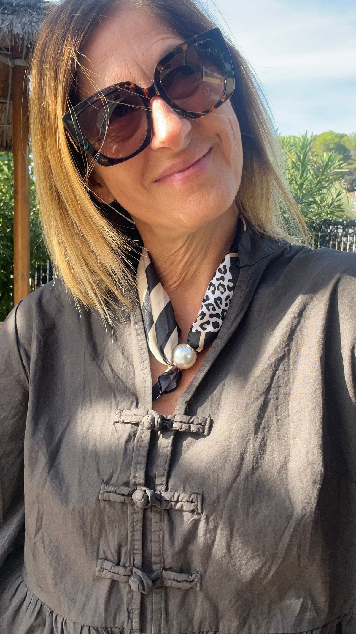 COLLIER FOULARD PERLES "ELEGANCE"