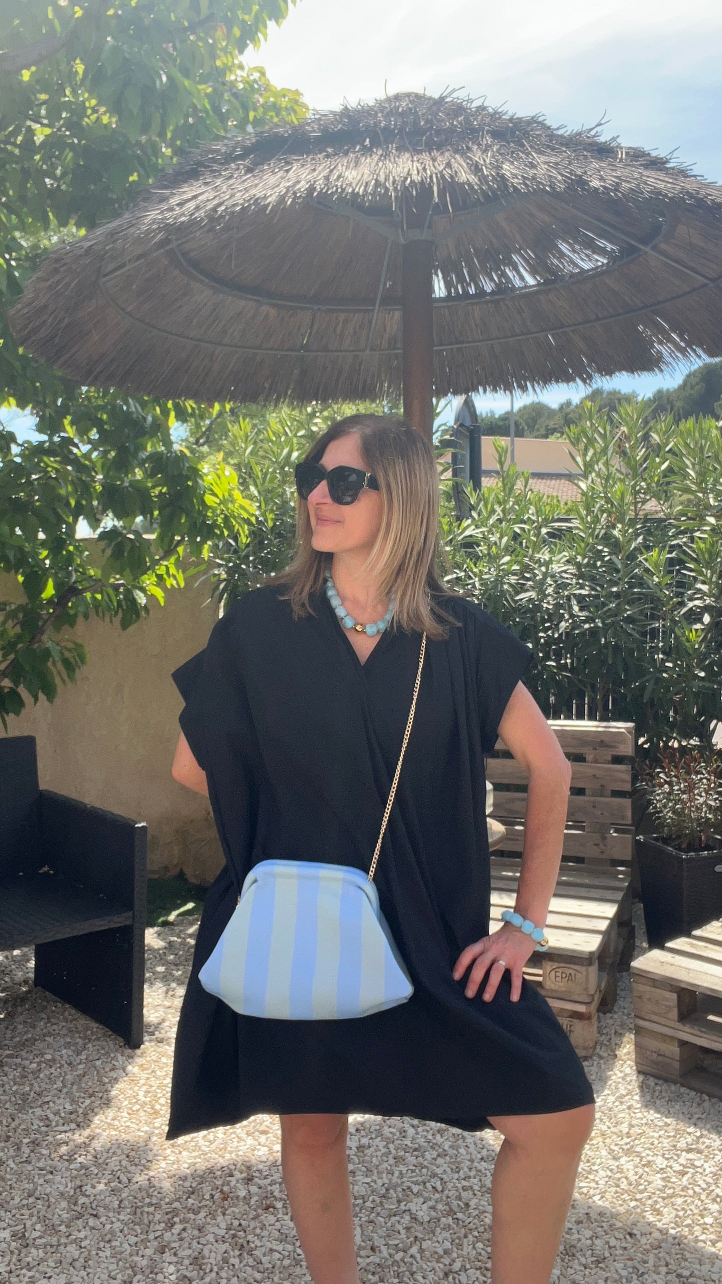 POCHETTE RAYÉE BLEU/BLEU CLAIR