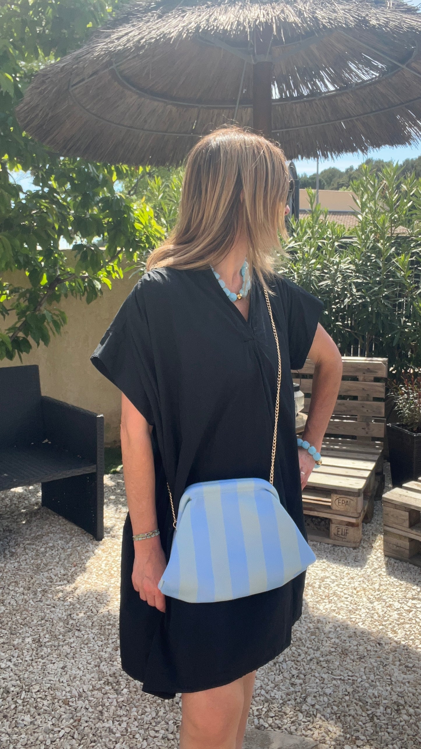 POCHETTE RAYÉE BLEU/BLEU CLAIR