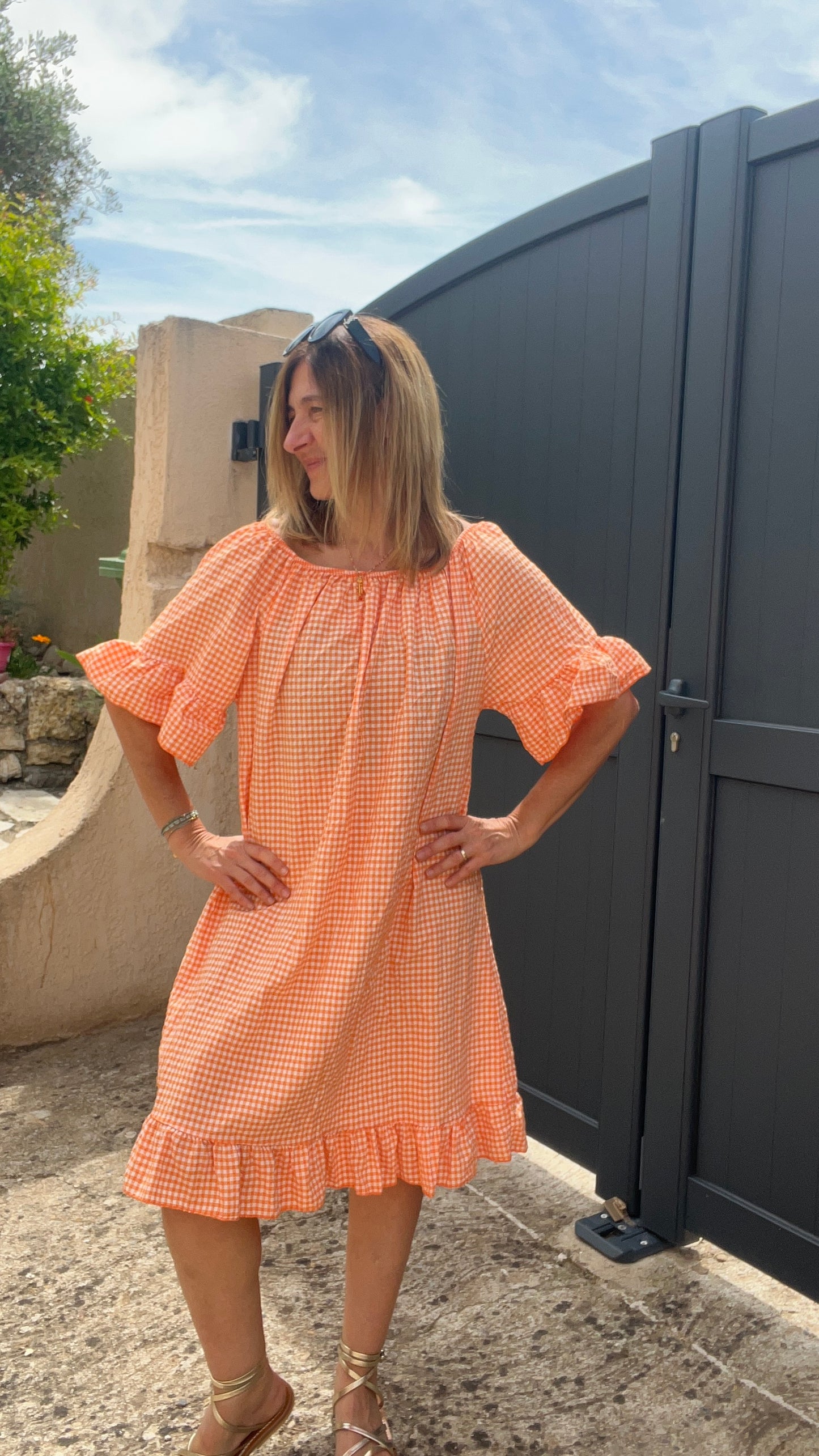 ROBE VICHY ORANGE