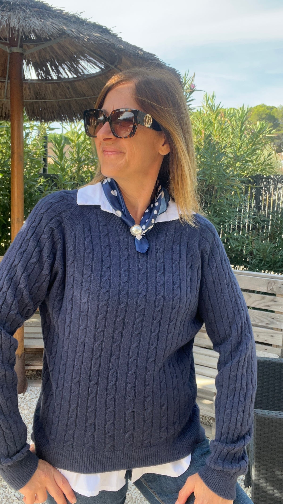PULL BLEU MARINE TORSADÉ