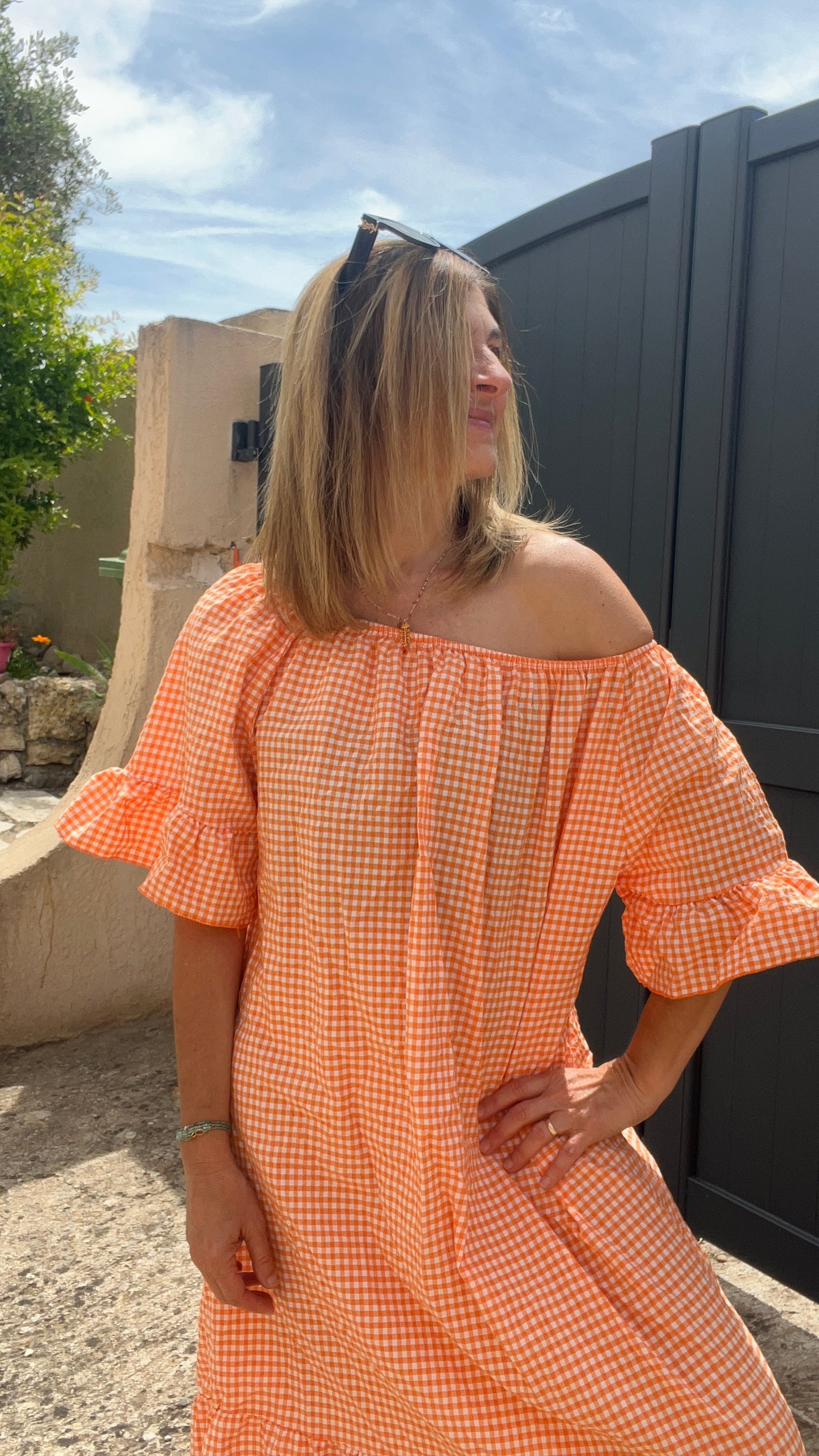 ROBE VICHY ORANGE