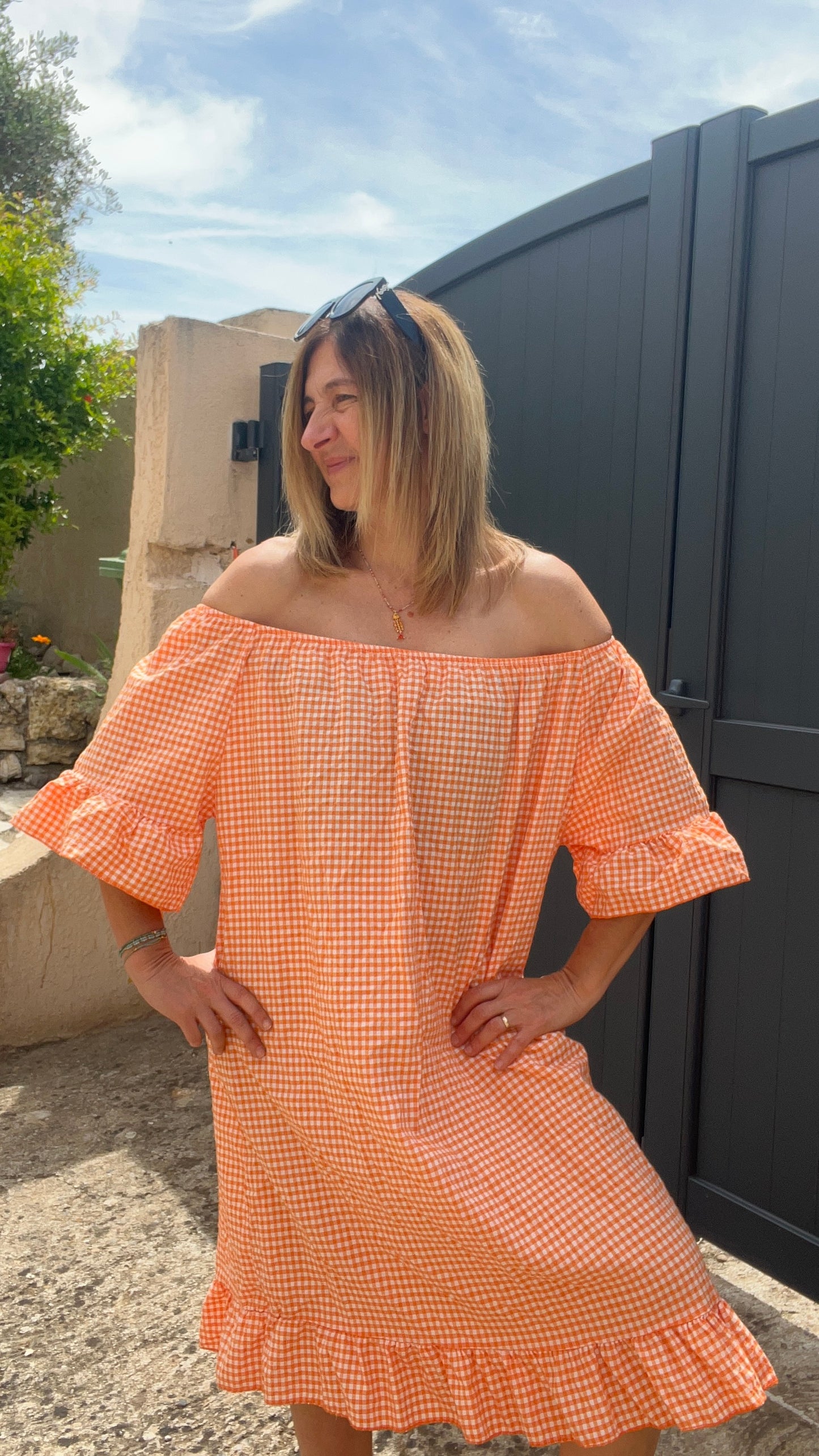 ROBE VICHY ORANGE