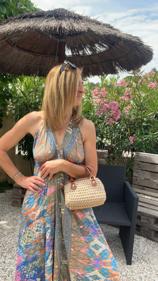 ROBE DOS NU BLEU/ROSE/KAKI/ORANGE