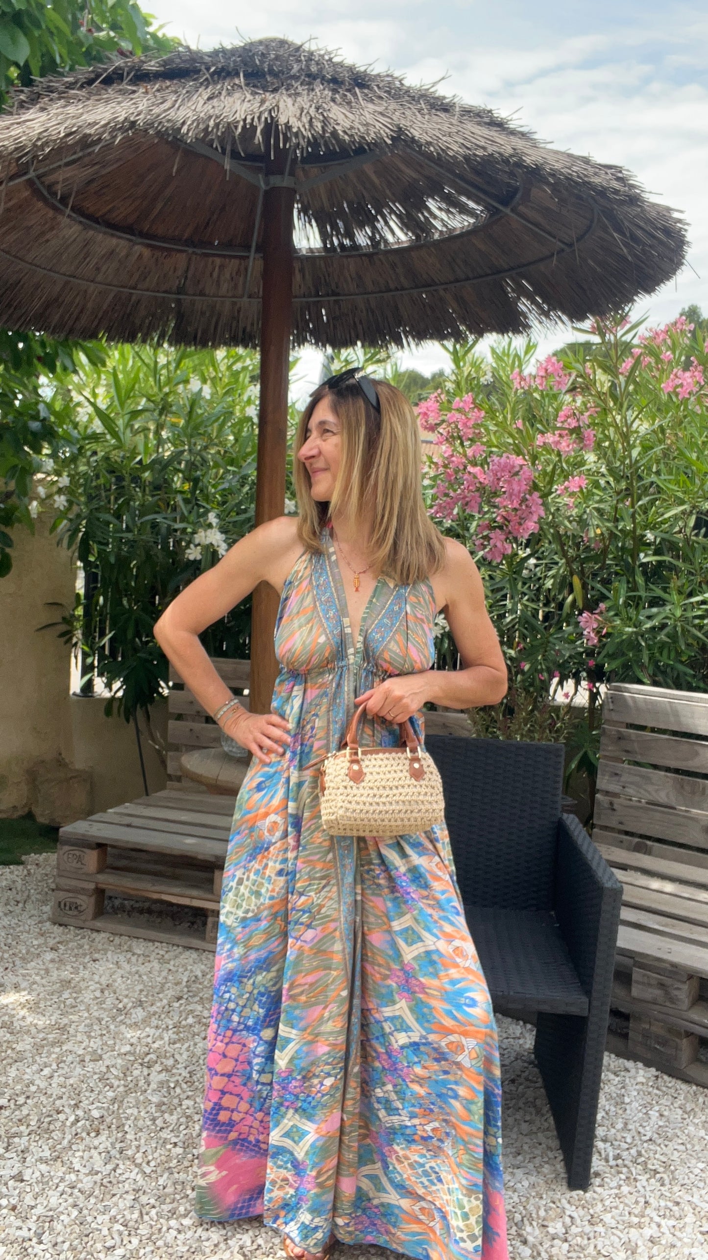 ROBE DOS NU BLEU/ROSE/KAKI/ORANGE