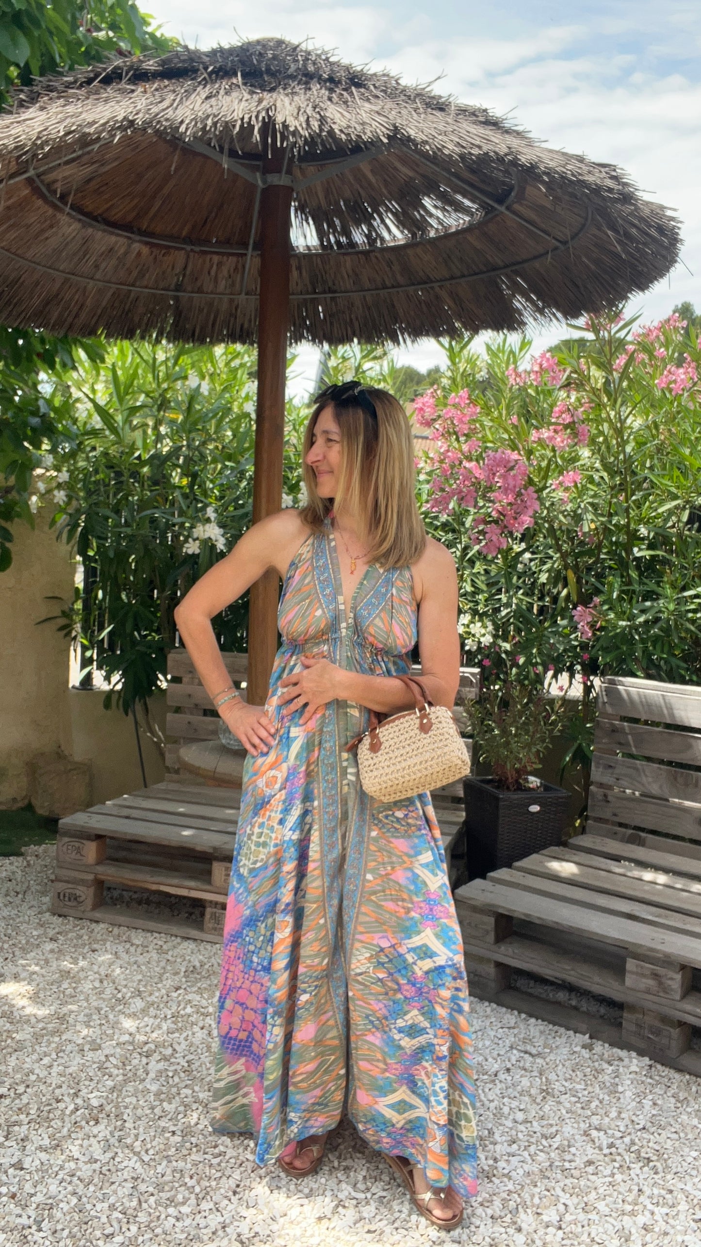 ROBE DOS NU BLEU/ROSE/KAKI/ORANGE