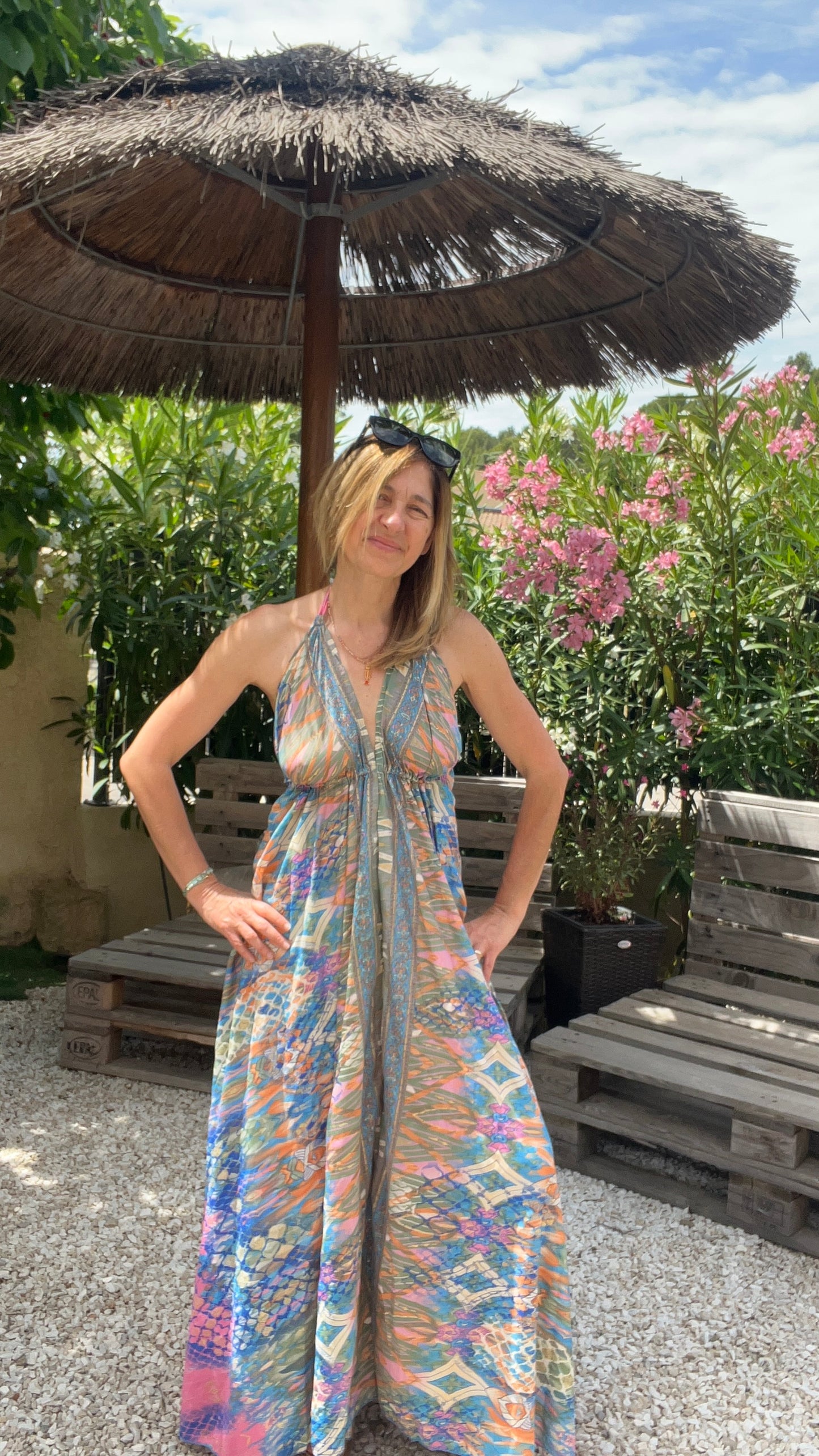 ROBE DOS NU BLEU/ROSE/KAKI/ORANGE