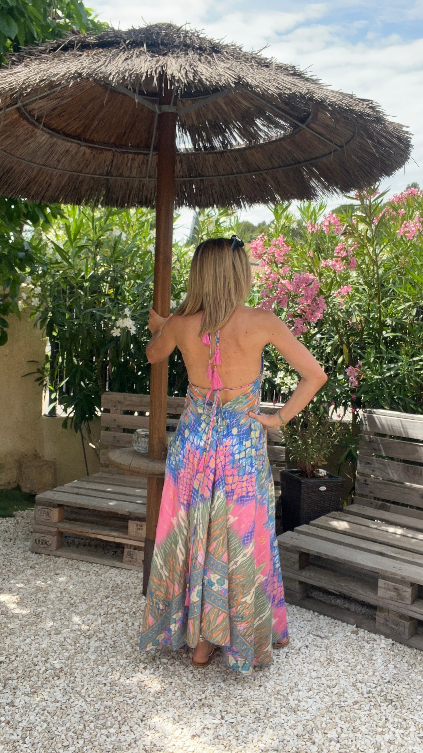 ROBE DOS NU BLEU/ROSE/KAKI/ORANGE