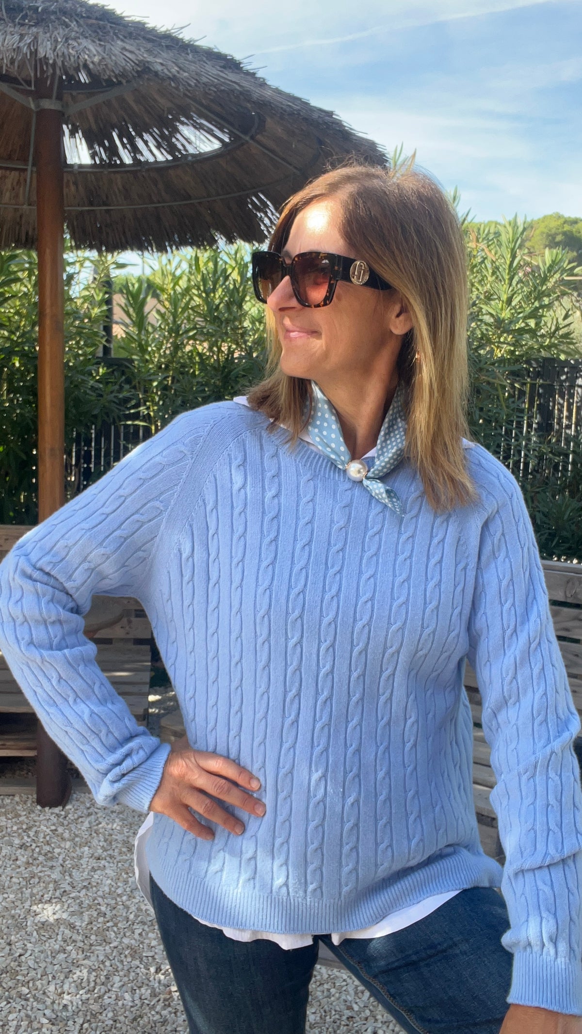 PULL BLEU CLAIR TORSADÉ
