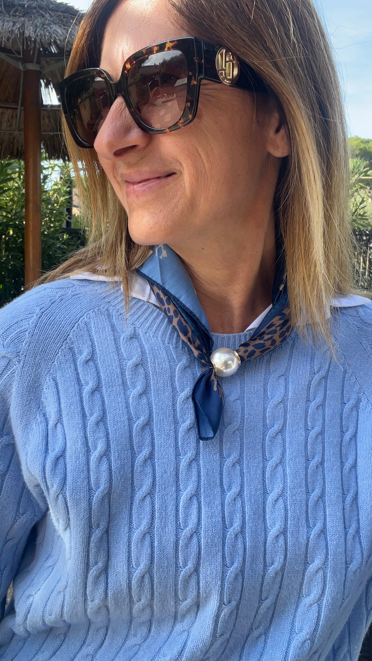 COLLIER FOULARD PERLES "ELEGANCE"
