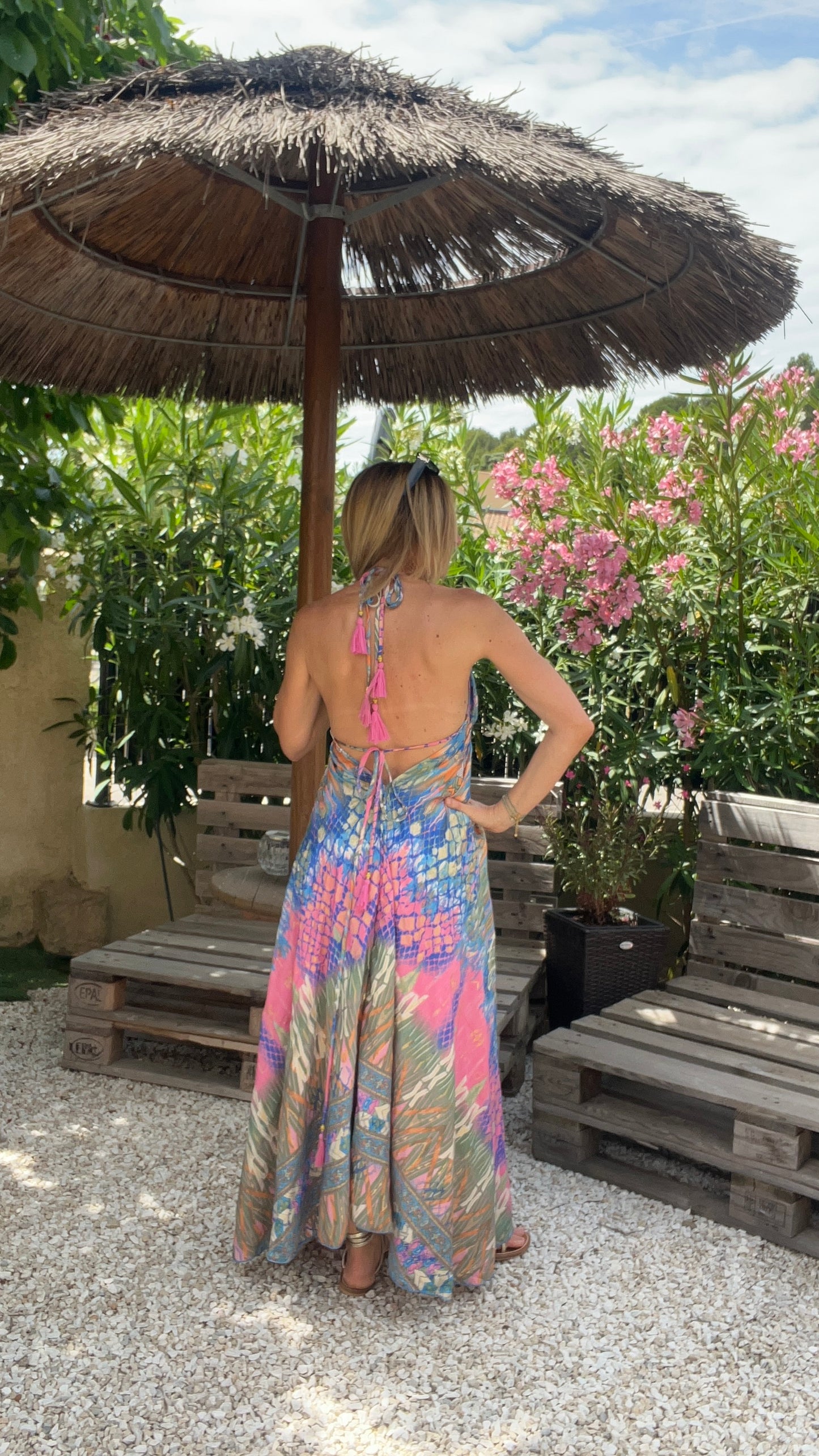 ROBE DOS NU BLEU/ROSE/KAKI/ORANGE
